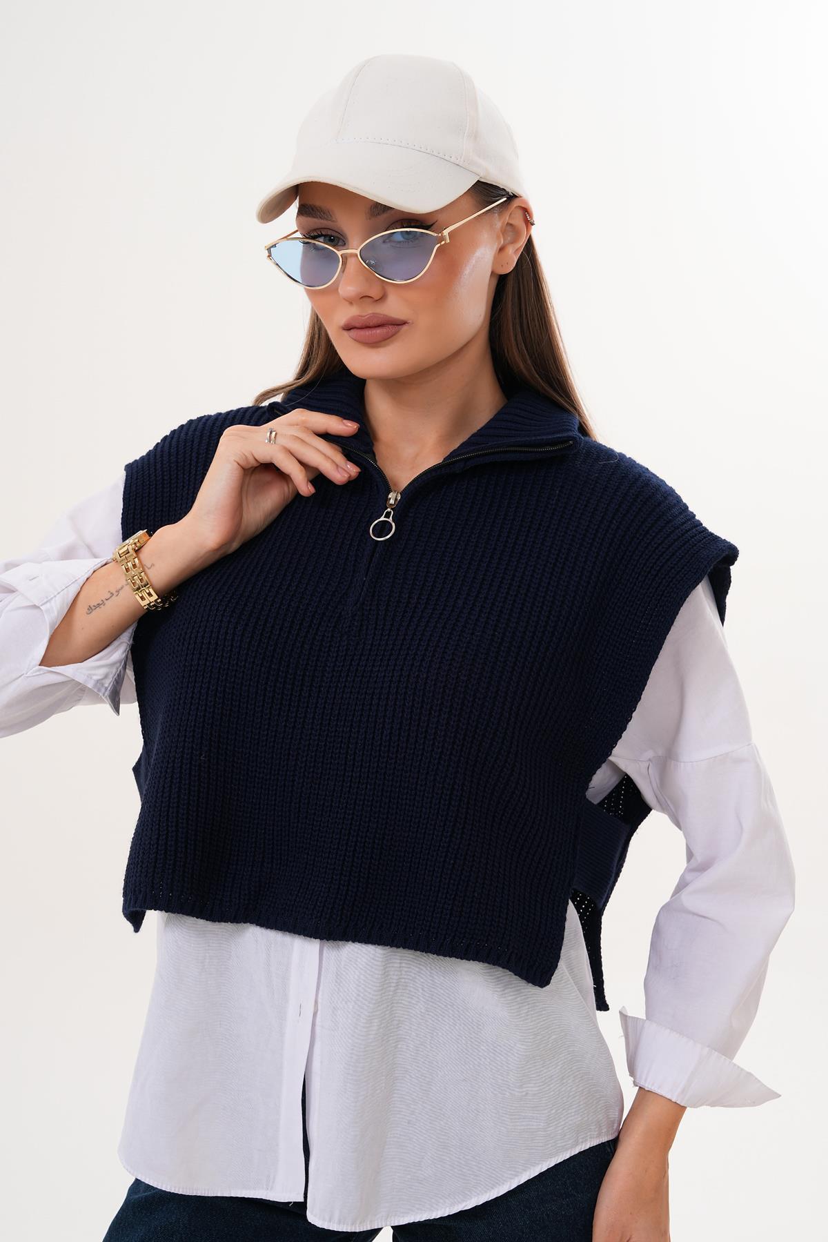 Kadın Yanı Açık Fermuar Detaylı Süveter 255163 -