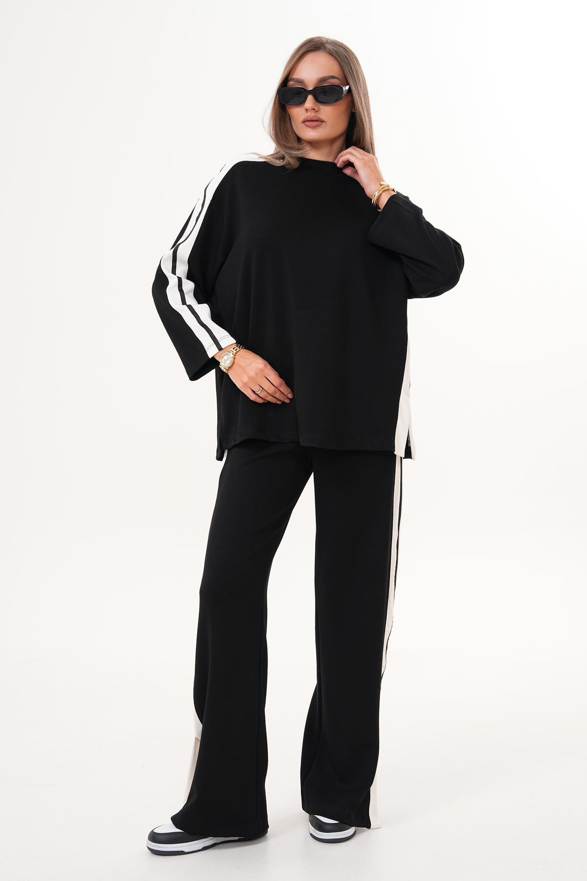 Kadın Yanları Şerit Detaylı Oversize Takım 255360 -