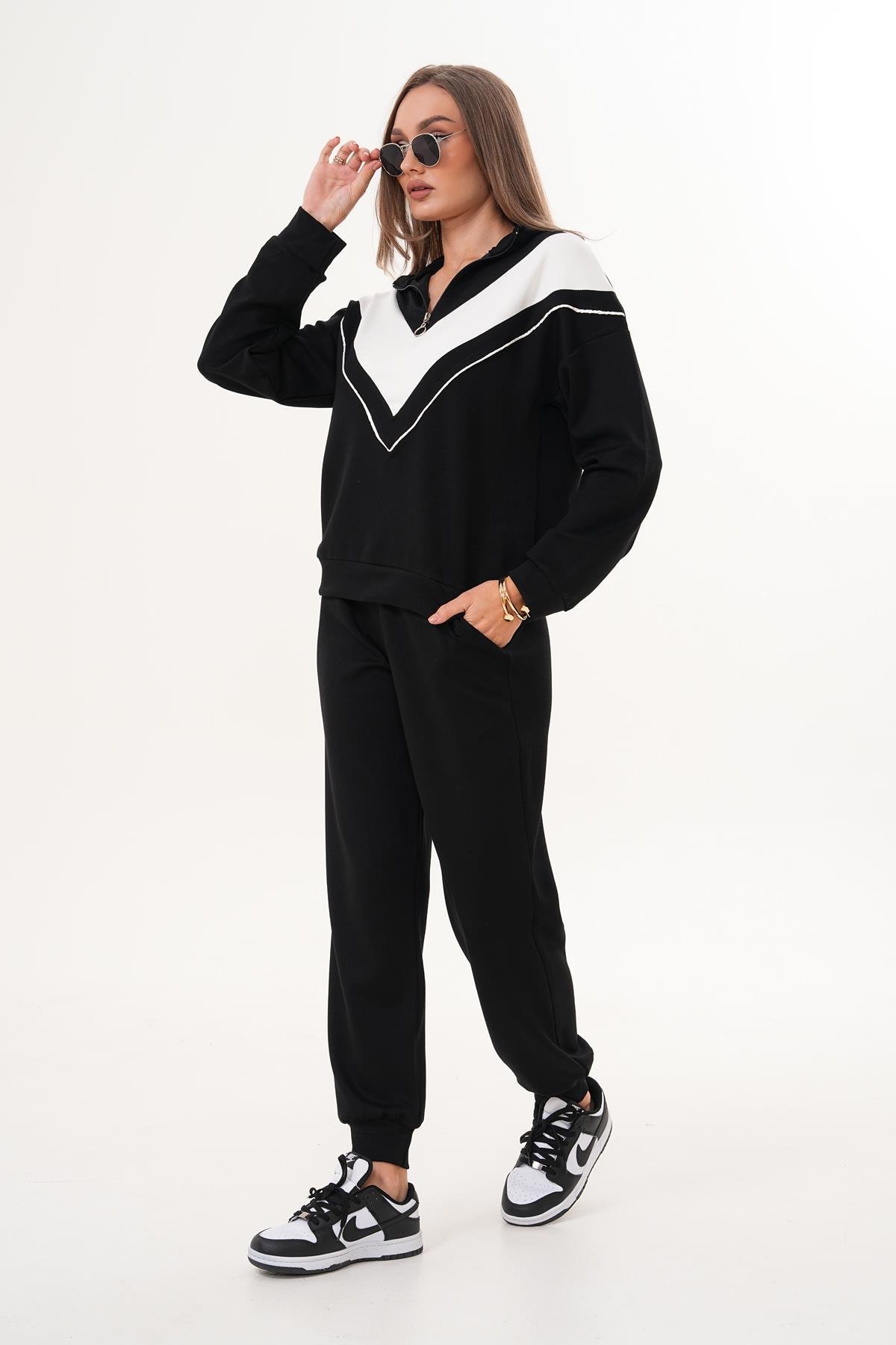 Kadın Yarım Fermuar Detaylı Eşofman Takım 255361 -