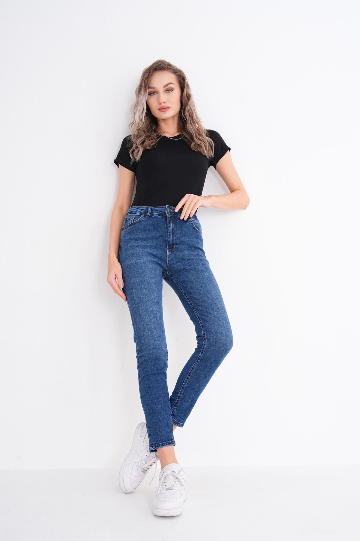 Kadın Yüksek Bel Büyük Beden Mom Pantolon 250012 -