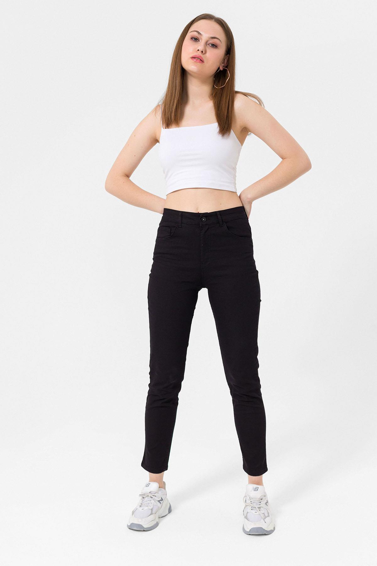 Kadın Yüksek Bel Dar Paça Gabardin Pantolon 235149 -