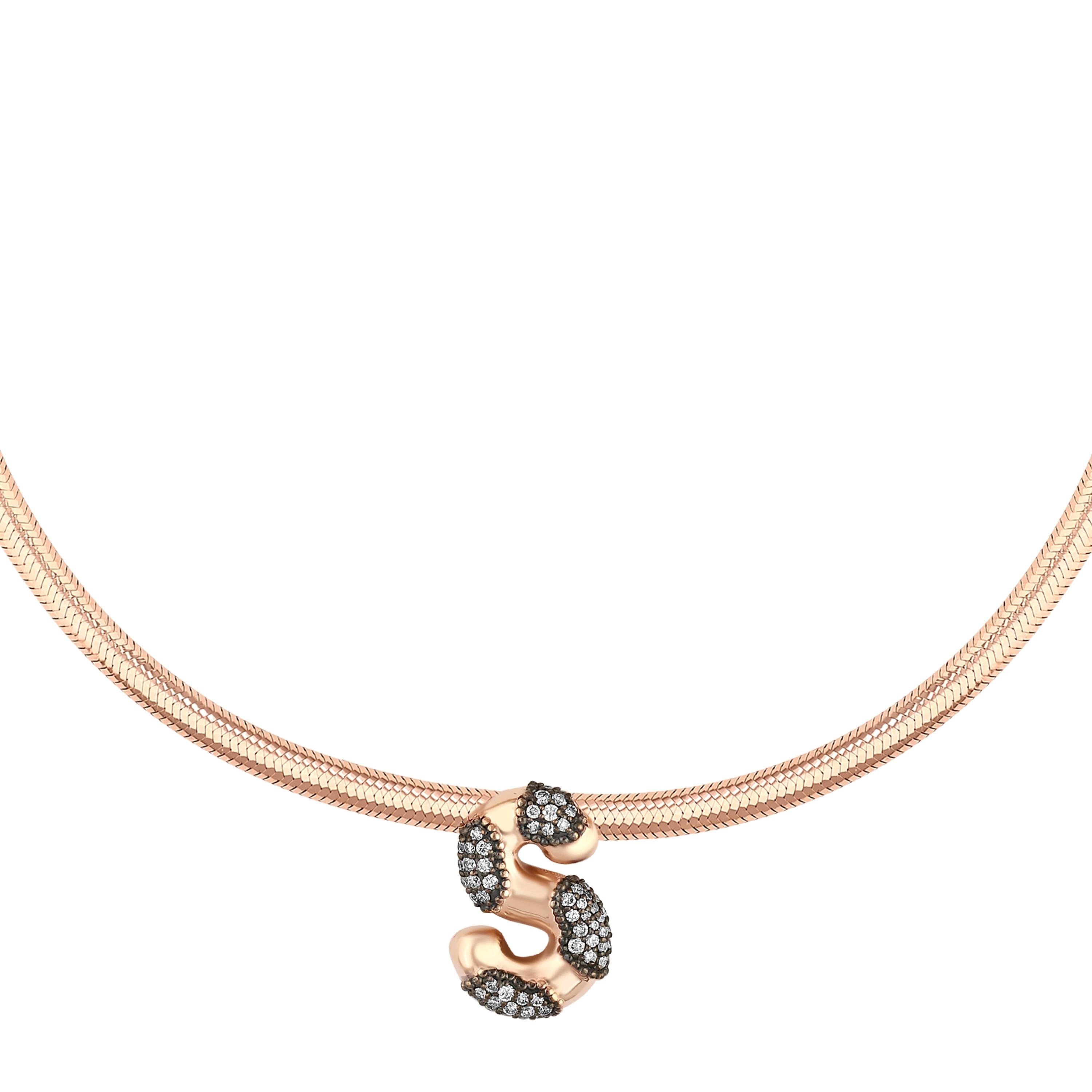 PIRLANTALI LEOPARDESS S HARFLİ KOLYE