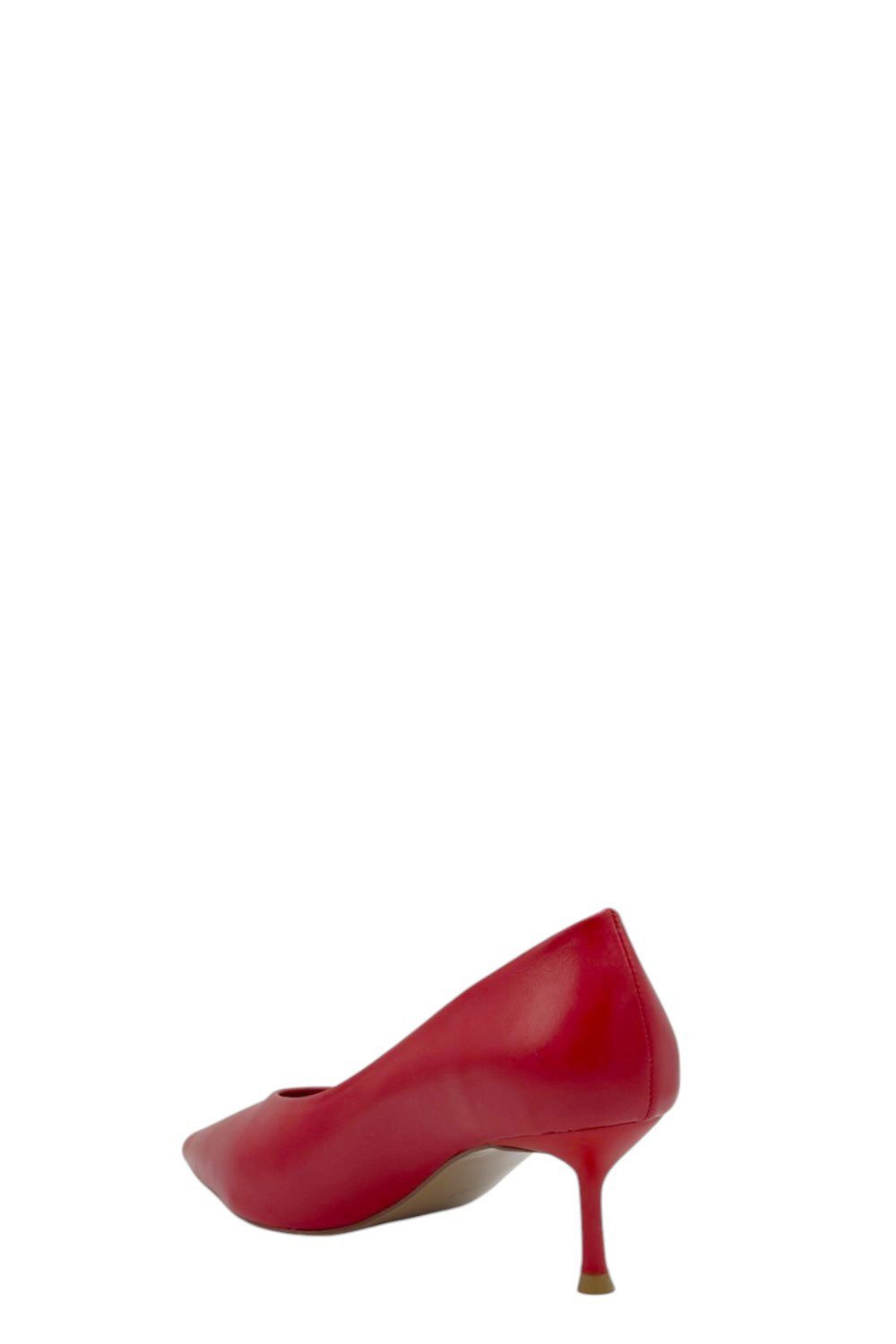 Kırmızı Deri Kısa Topuklu Stiletto Kadın Ayakkabı  (048 2609222)