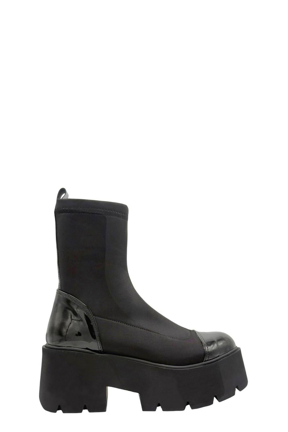 Siyah Dalgıç Kumaş Yüksek Taban Dalgıç Kumaş Kadın Bot