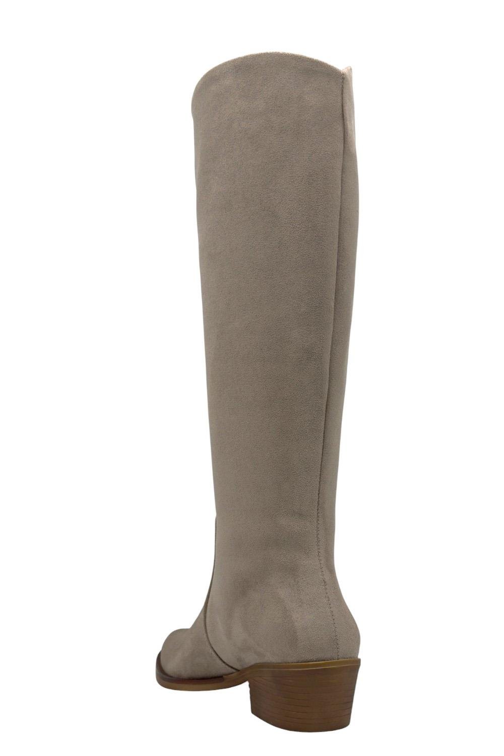 Vizon Süet Kısa Topuklu Kadın Çizme