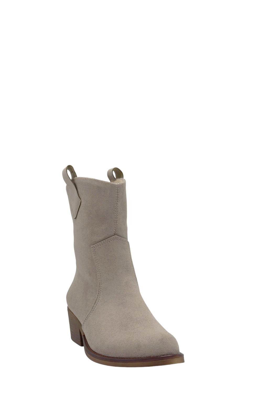 Vizon Süet Kısa Topuklu Kovboy Kadın Bot