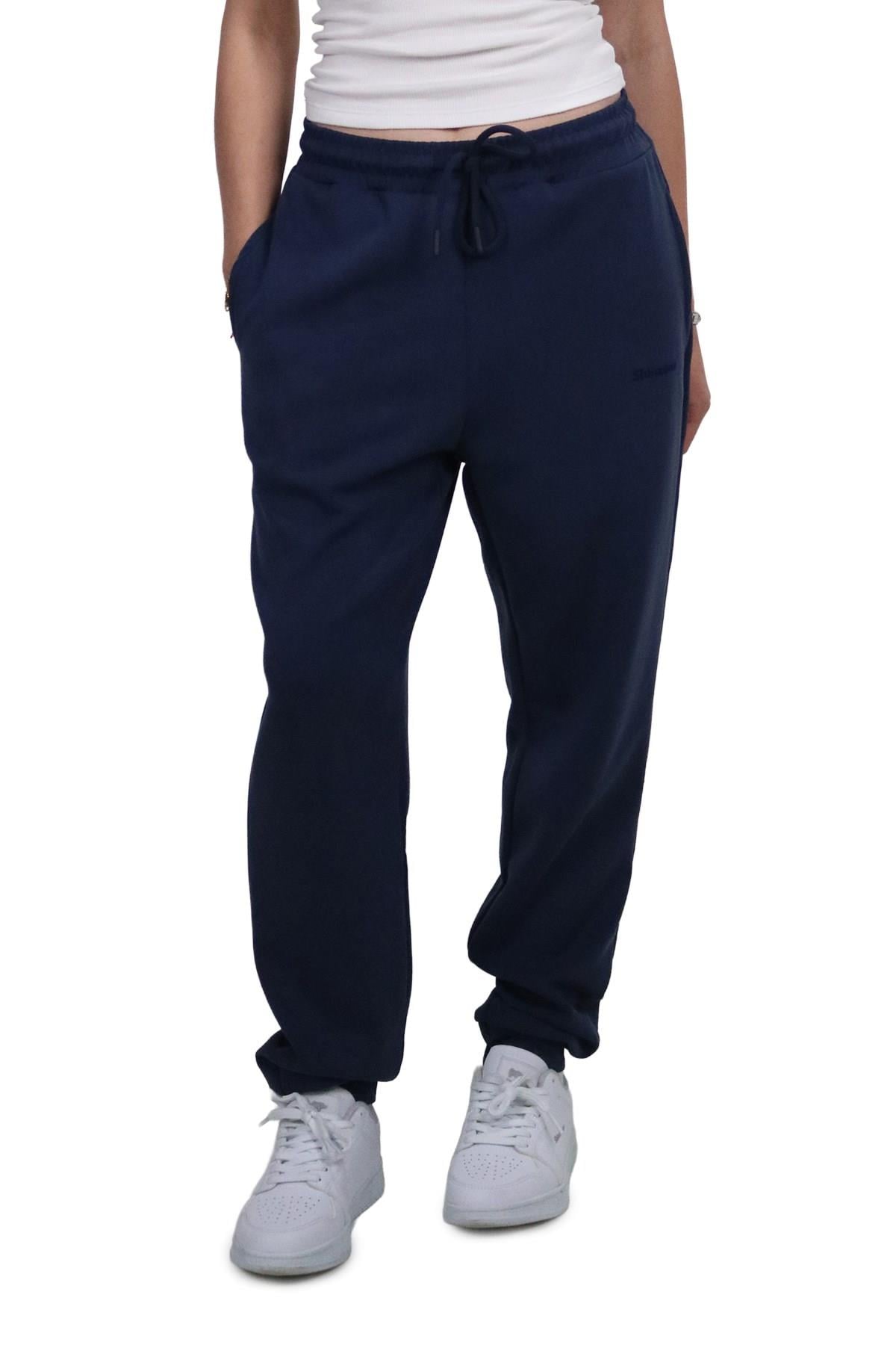 PantolonShinzone Kadın Modal Kumaş Cepli Lacivert Jogger Pantolon
