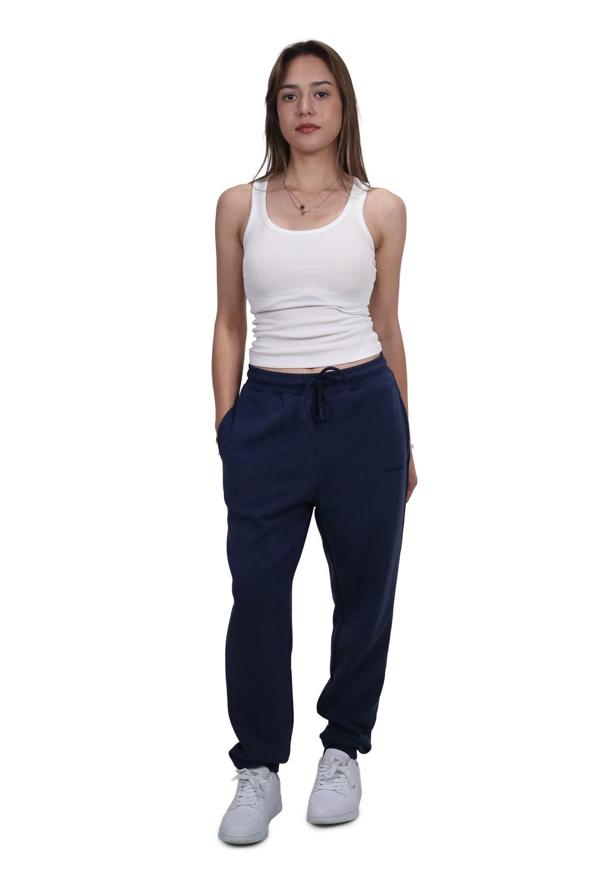 PantolonShinzone Kadın Modal Kumaş Cepli Lacivert Jogger Pantolon