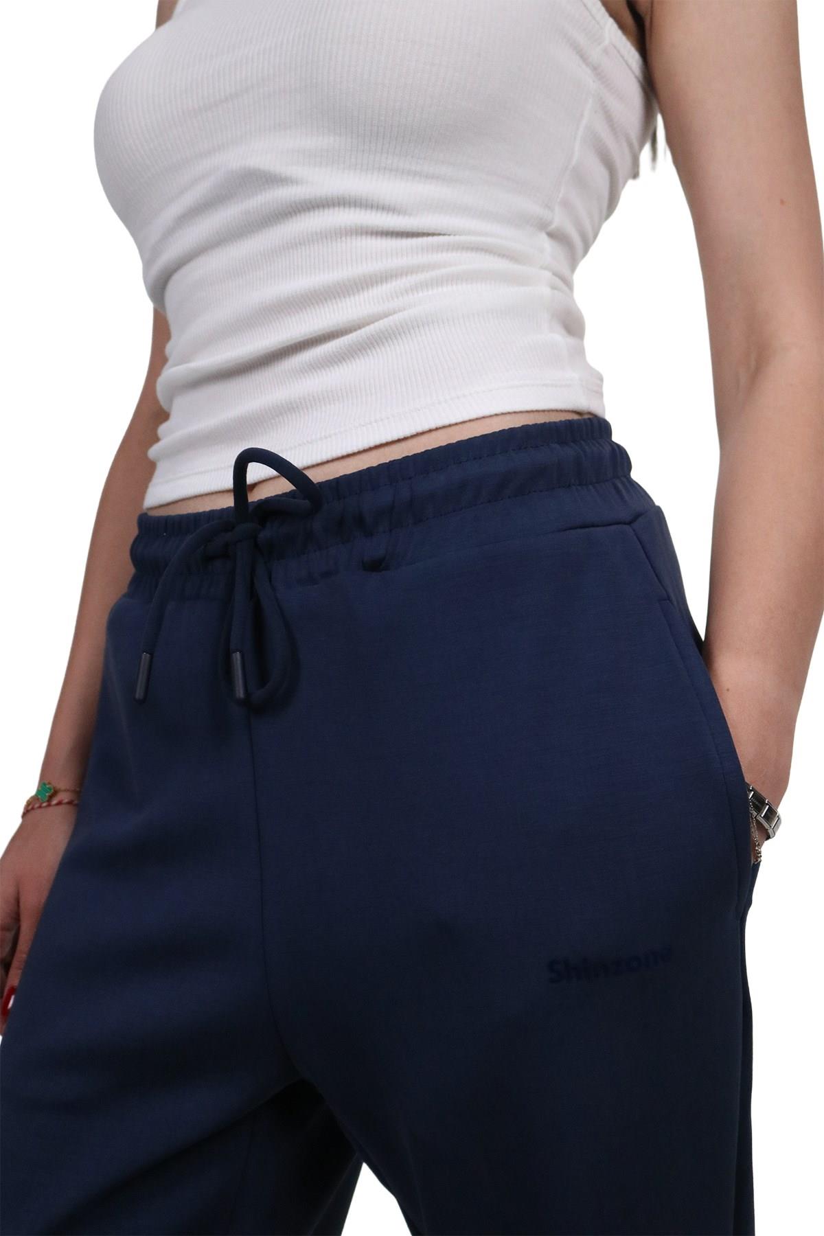 PantolonShinzone Kadın Modal Kumaş Cepli Lacivert Jogger Pantolon