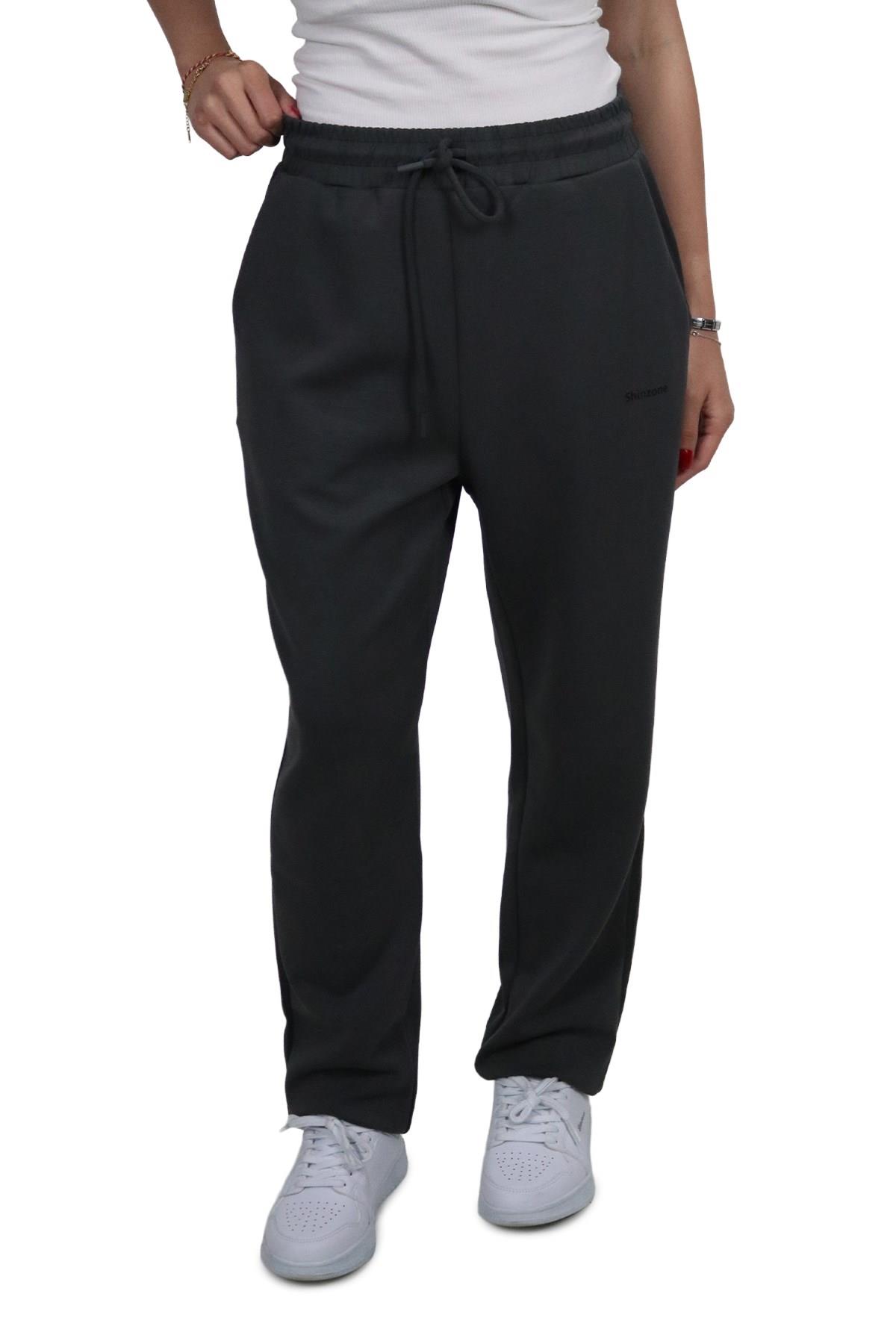 PantolonShinzone Kadın Modal Kumaş Lastikli Paça Gri Jogger Pantolon