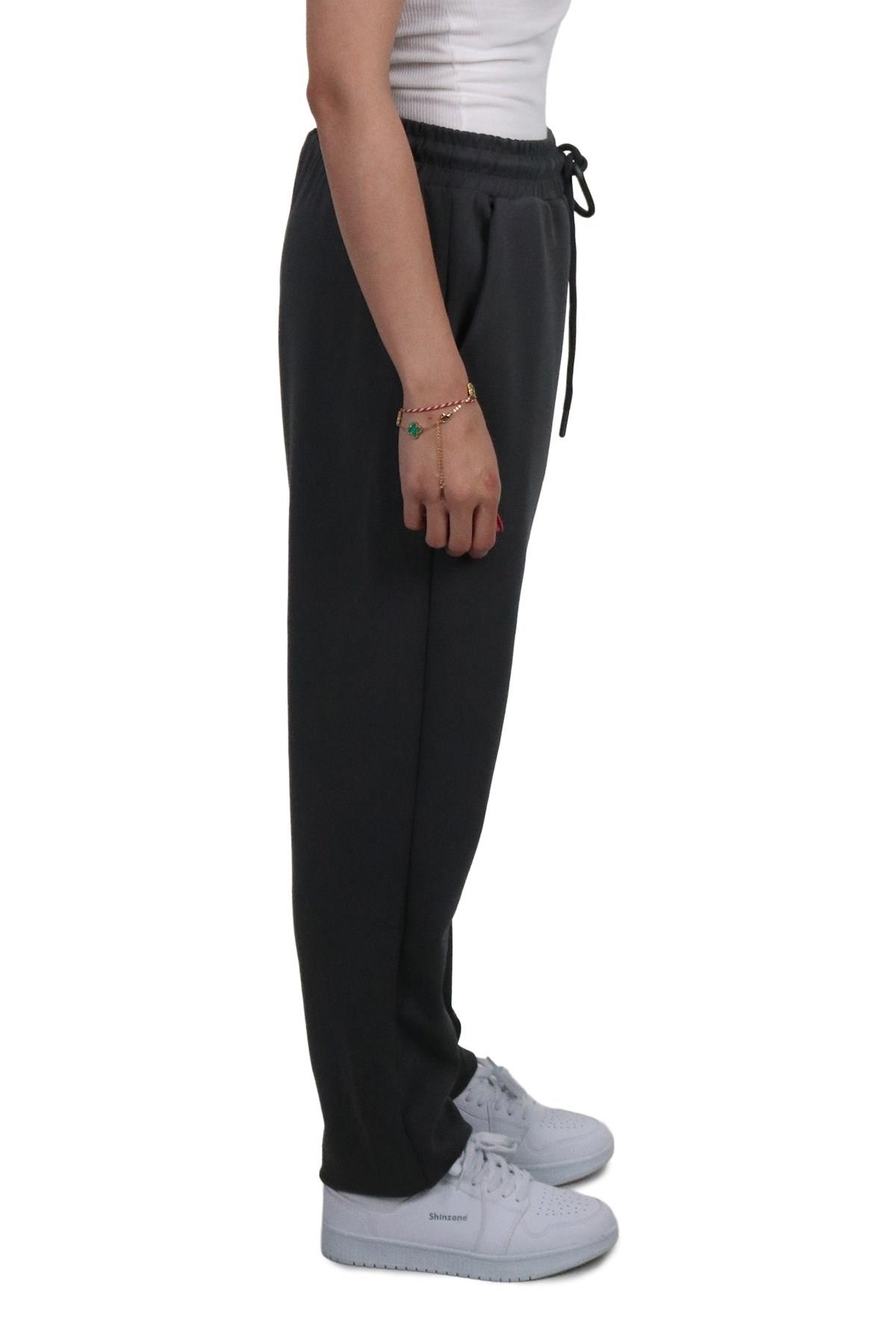 PantolonShinzone Kadın Modal Kumaş Lastikli Paça Gri Jogger Pantolon