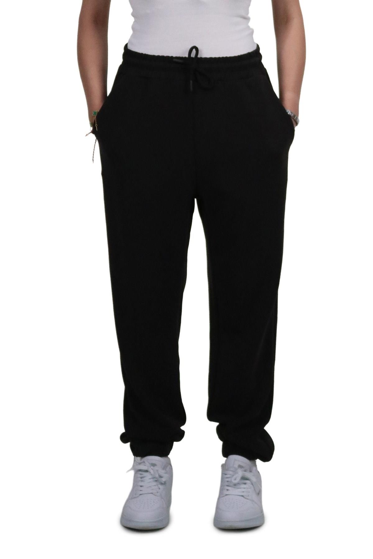 PantolonShinzone Kadın Modal Kumaş Lastikli Paça Siyah Jogger Pantolon