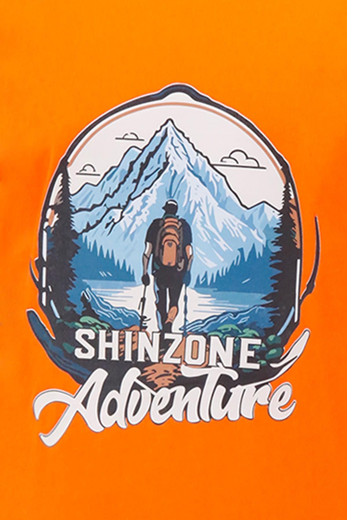 T-ShirtShinzoneErkek Bisiklet Yaka Mevsimlik Adventure Baskılı Standart Fit Turuncu T-Shirt