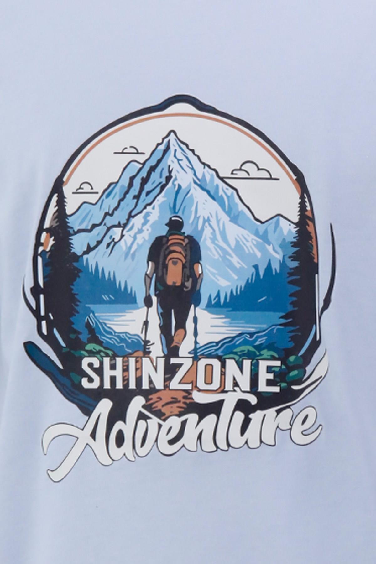 T-ShirtShinzoneErkek Bisiklet Yaka Mevsimlik Adventure Baskılı Standart Fit Mavi T-Shirt