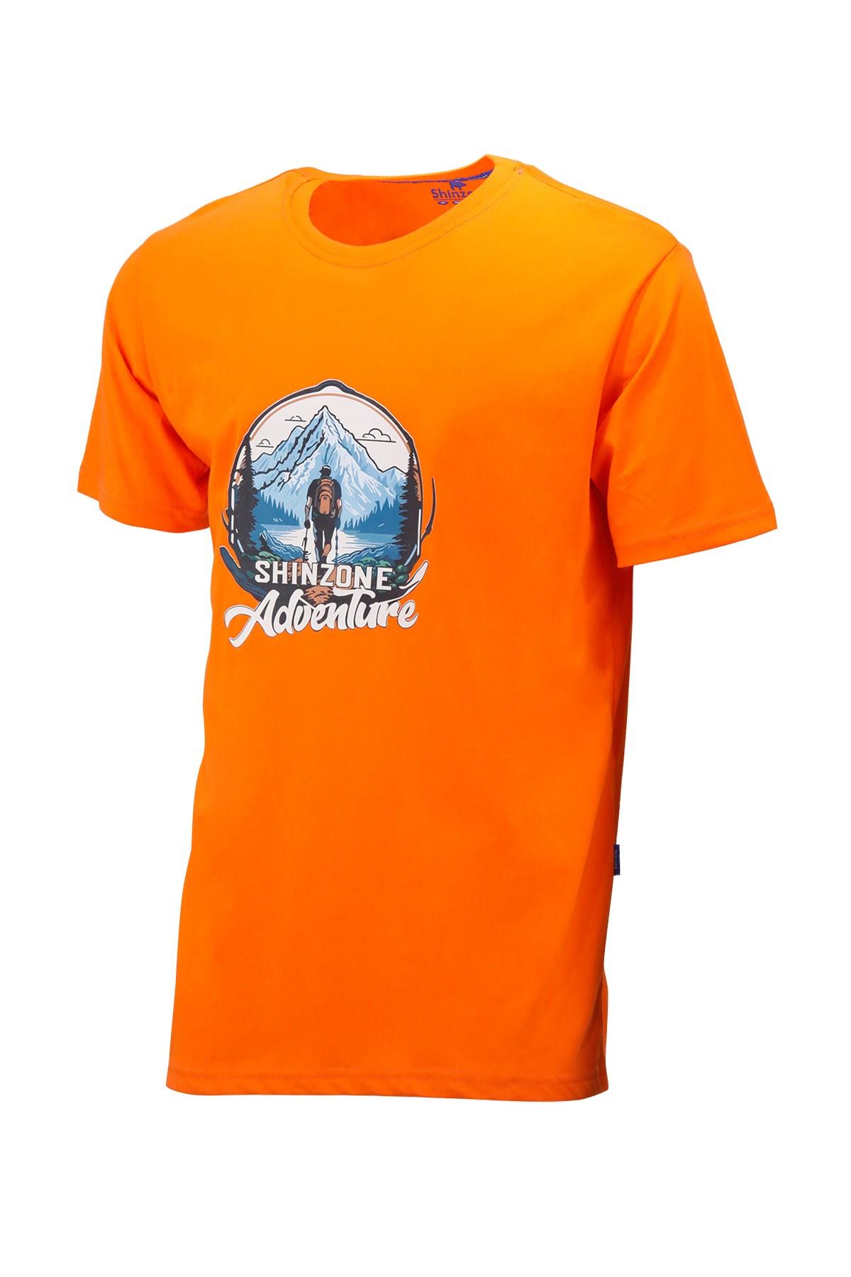 T-ShirtShinzoneErkek Bisiklet Yaka Mevsimlik Adventure Baskılı Standart Fit Turuncu T-Shirt