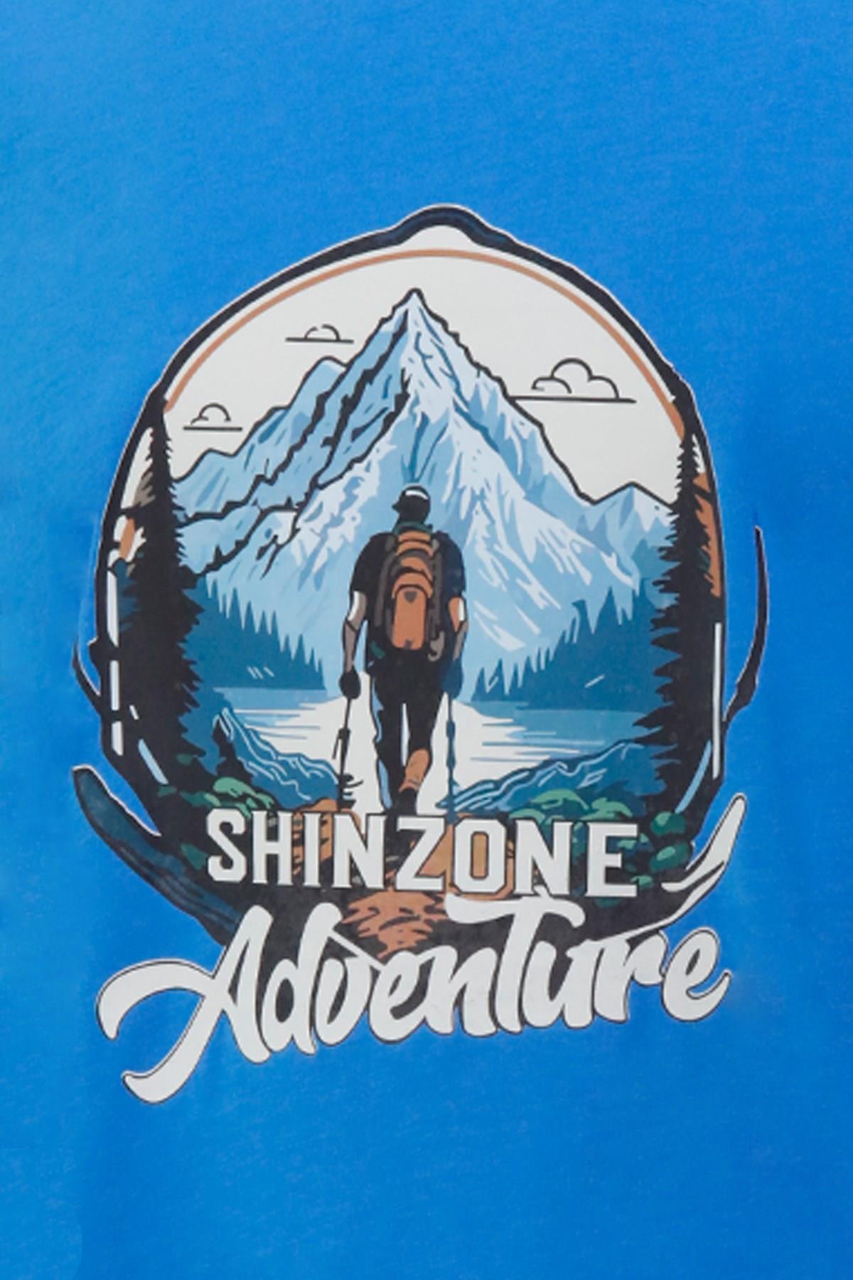 T-ShirtShinzoneErkek Bisiklet Yaka Mevsimlik Adventure Baskılı Standart Fit Royal T-Shirt