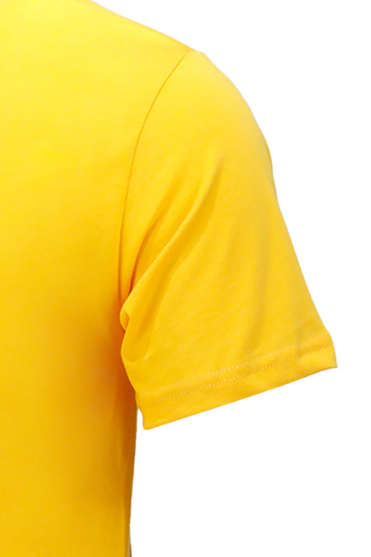 T-ShirtShinzoneErkek Bisiklet Yaka Mevsimlik Adventure Baskılı Standart Fit Sarı T-Shirt