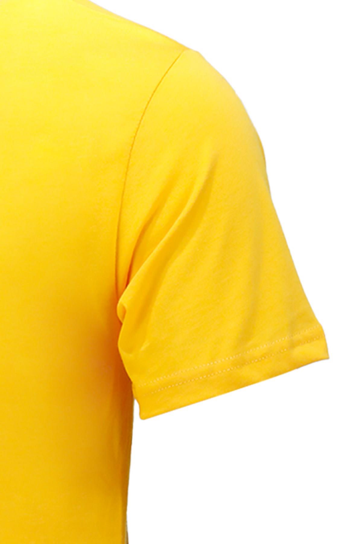 T-ShirtShinzoneErkek Bisiklet Yaka Mevsimlik Adventure Baskılı Standart Fit Sarı T-Shirt
