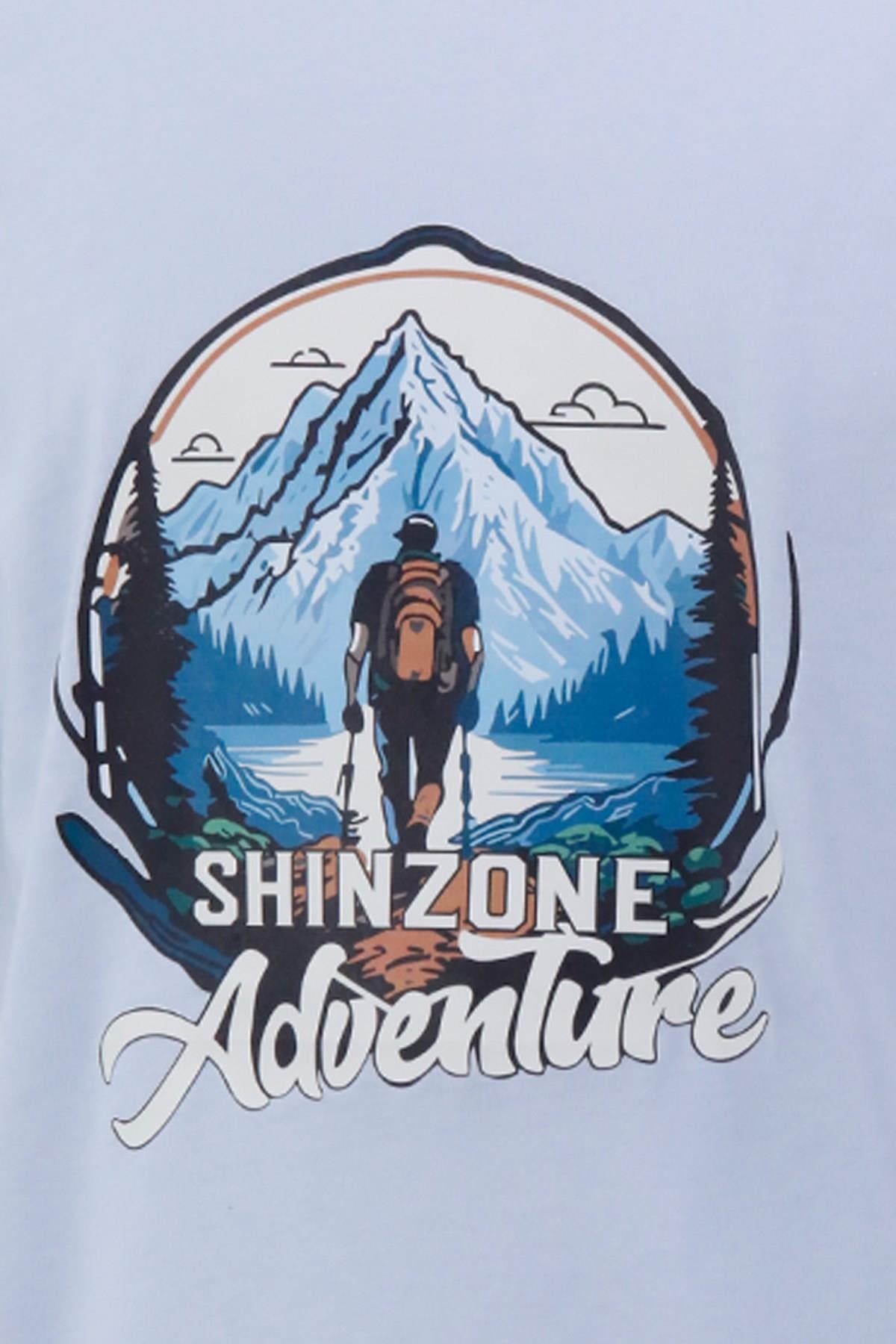 T-ShirtShinzoneErkek Bisiklet Yaka Mevsimlik Adventure Baskılı Standart Fit Mavi T-Shirt