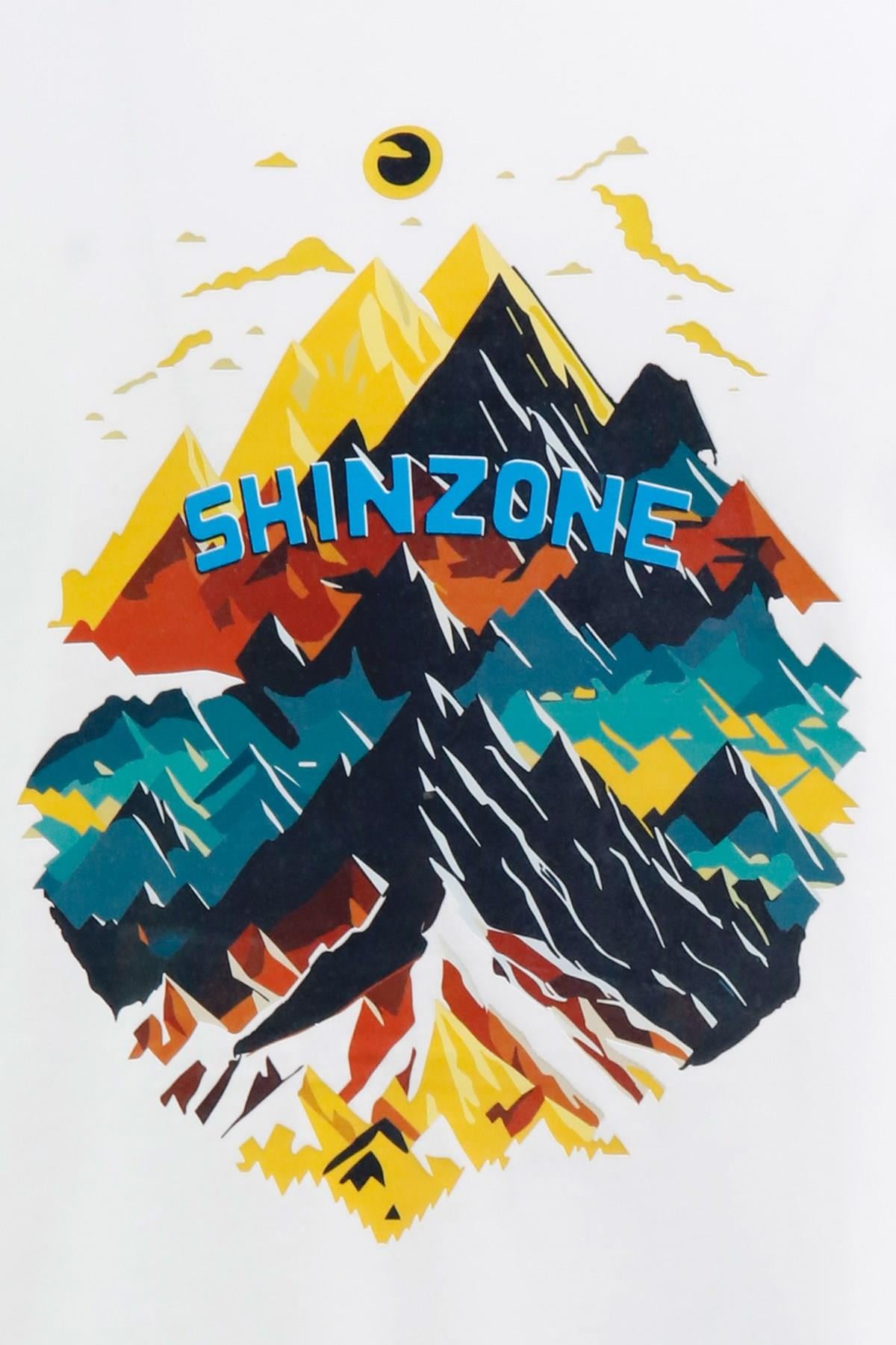 T-ShirtShinzoneErkek Bisiklet Yaka Mevsimlik Göğüs Baskılı Standart Fit Beyaz T-Shirt