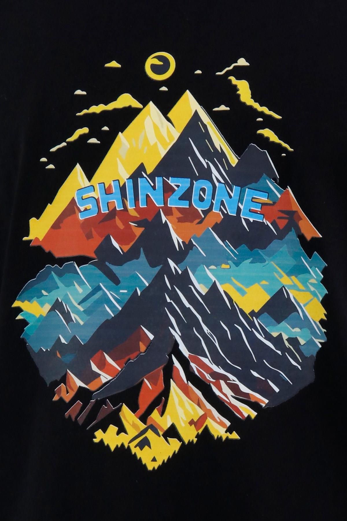 T-ShirtShinzoneErkek Bisiklet Yaka Mevsimlik Göğüs Baskılı Standart Fit Siyah T-Shirt