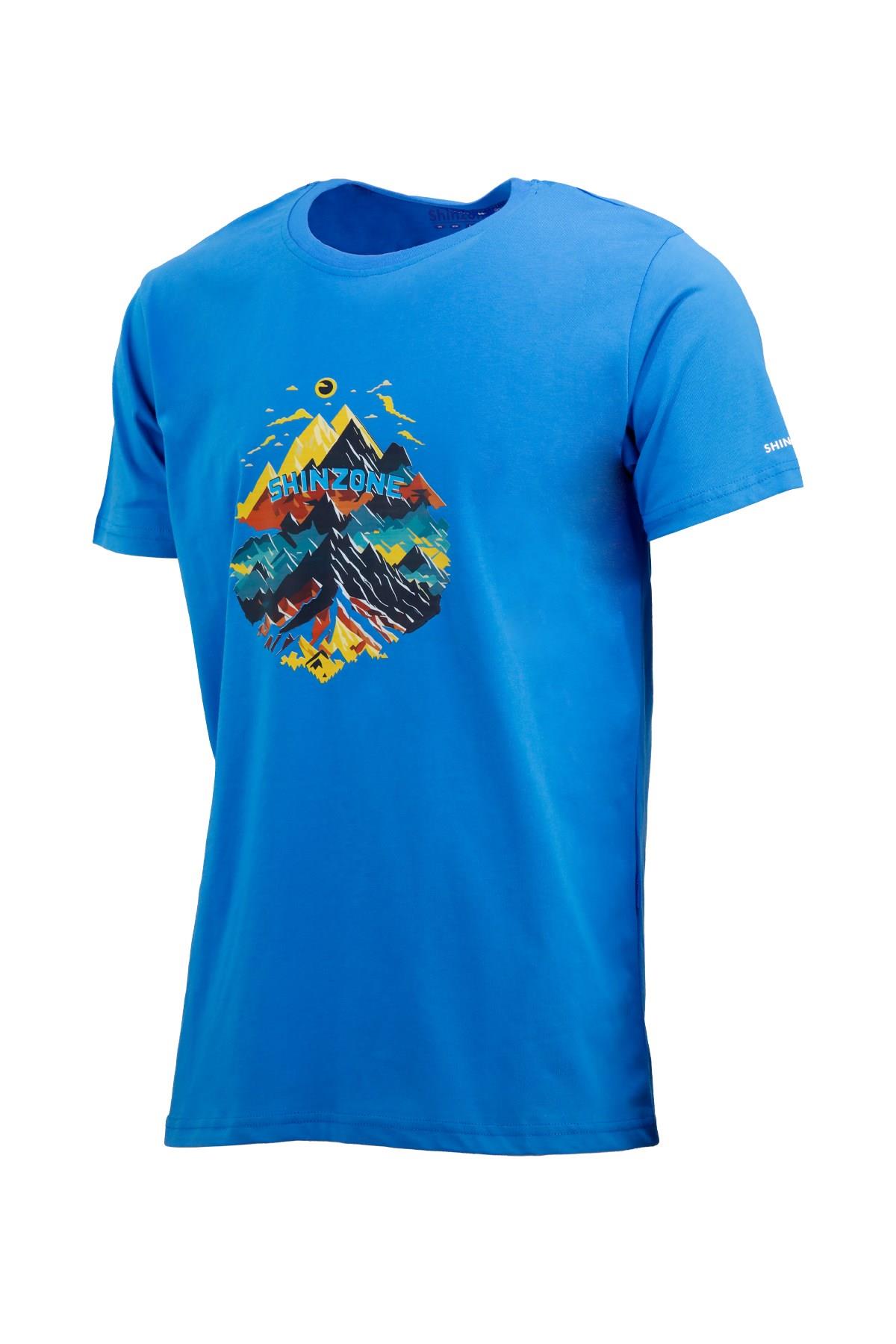 T-ShirtShinzoneErkek Bisiklet Yaka Mevsimlik Göğüs Baskılı Standart Fit Royal T-Shirt