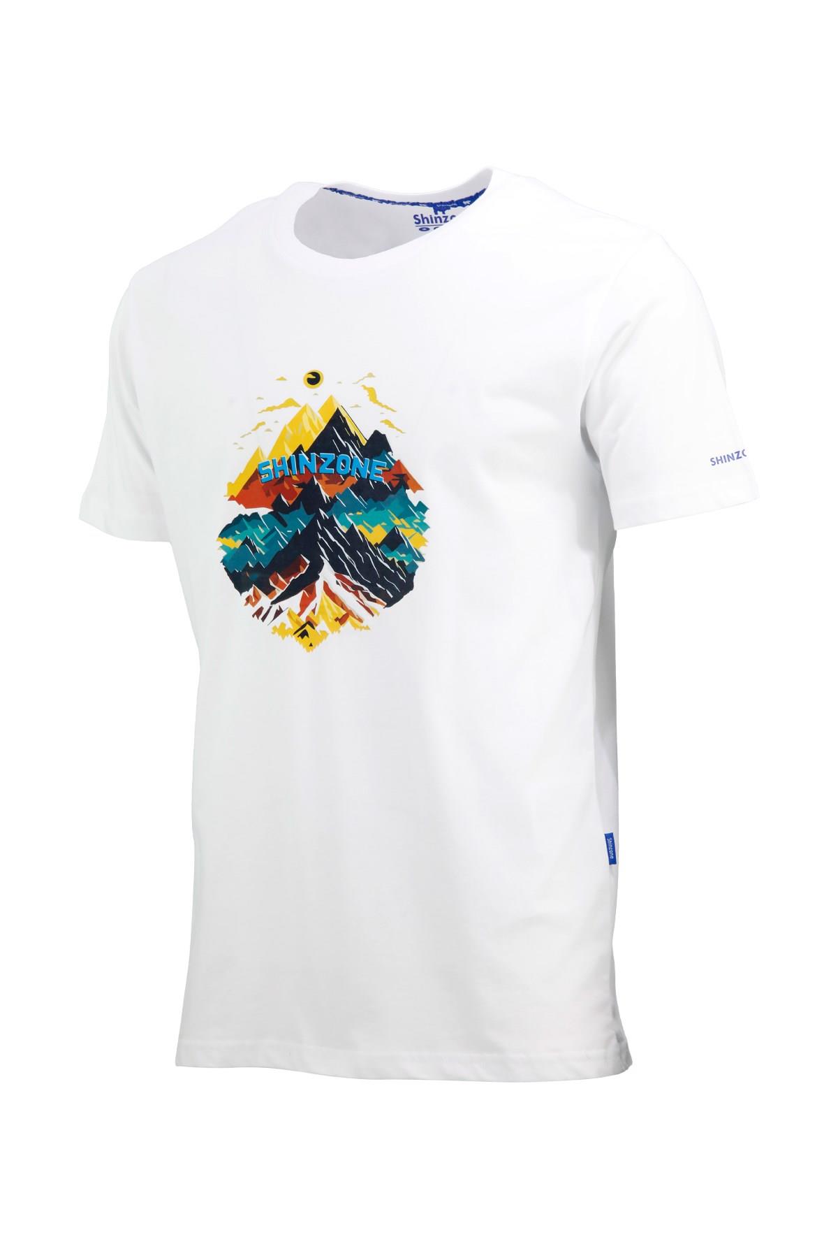 T-ShirtShinzoneErkek Bisiklet Yaka Mevsimlik Göğüs Baskılı Standart Fit Beyaz T-Shirt