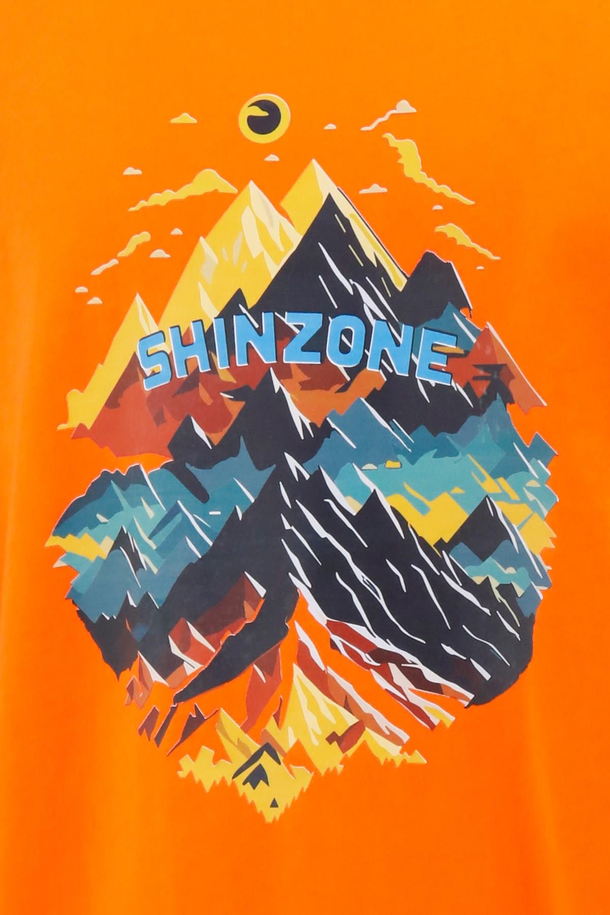 T-ShirtShinzoneErkek Bisiklet Yaka Mevsimlik Göğüs Baskılı Standart Fit Turuncu T-Shirt
