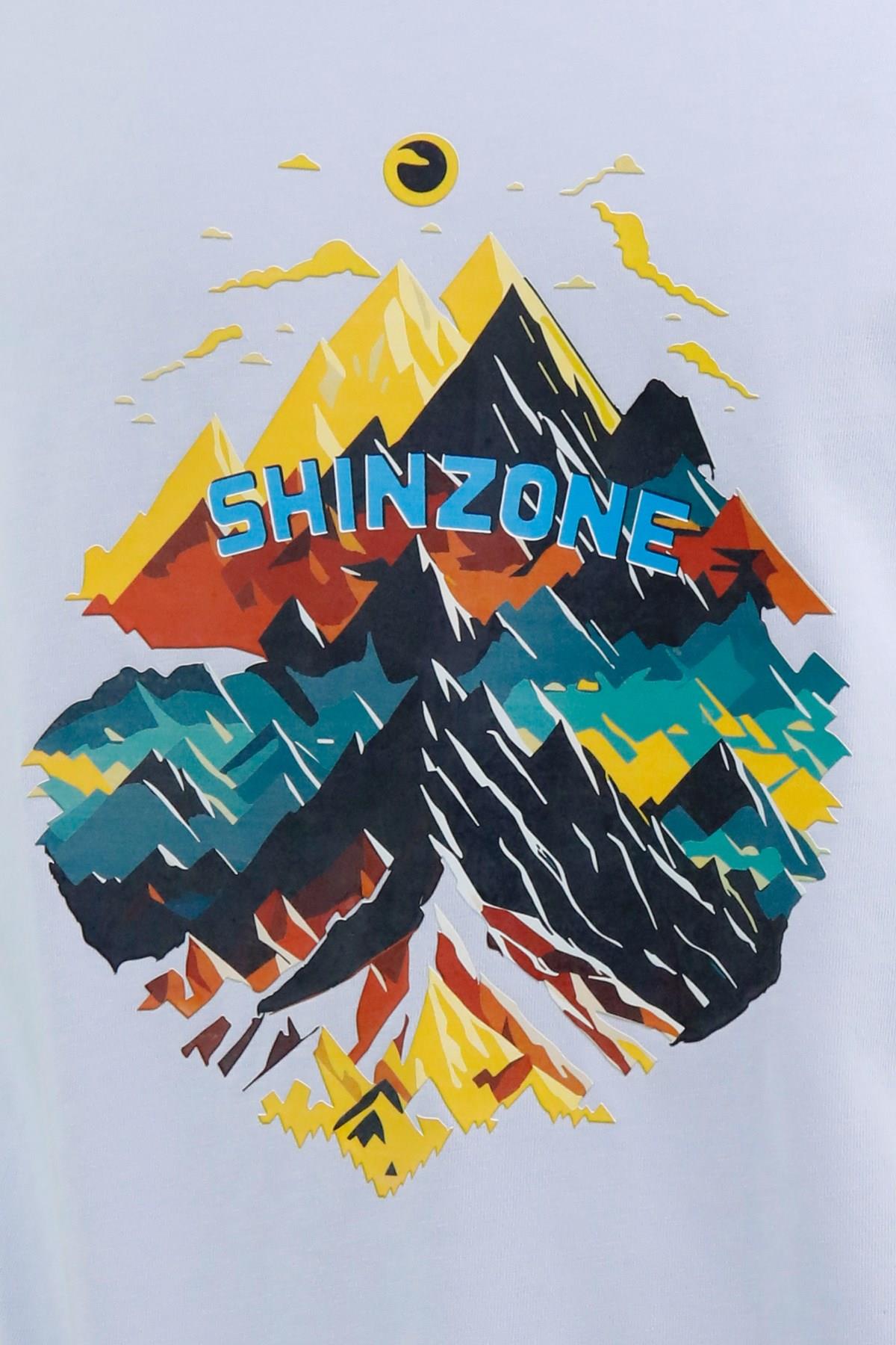 T-ShirtShinzoneErkek Bisiklet Yaka Mevsimlik Göğüs Baskılı Standart Fit Mavi T-Shirt