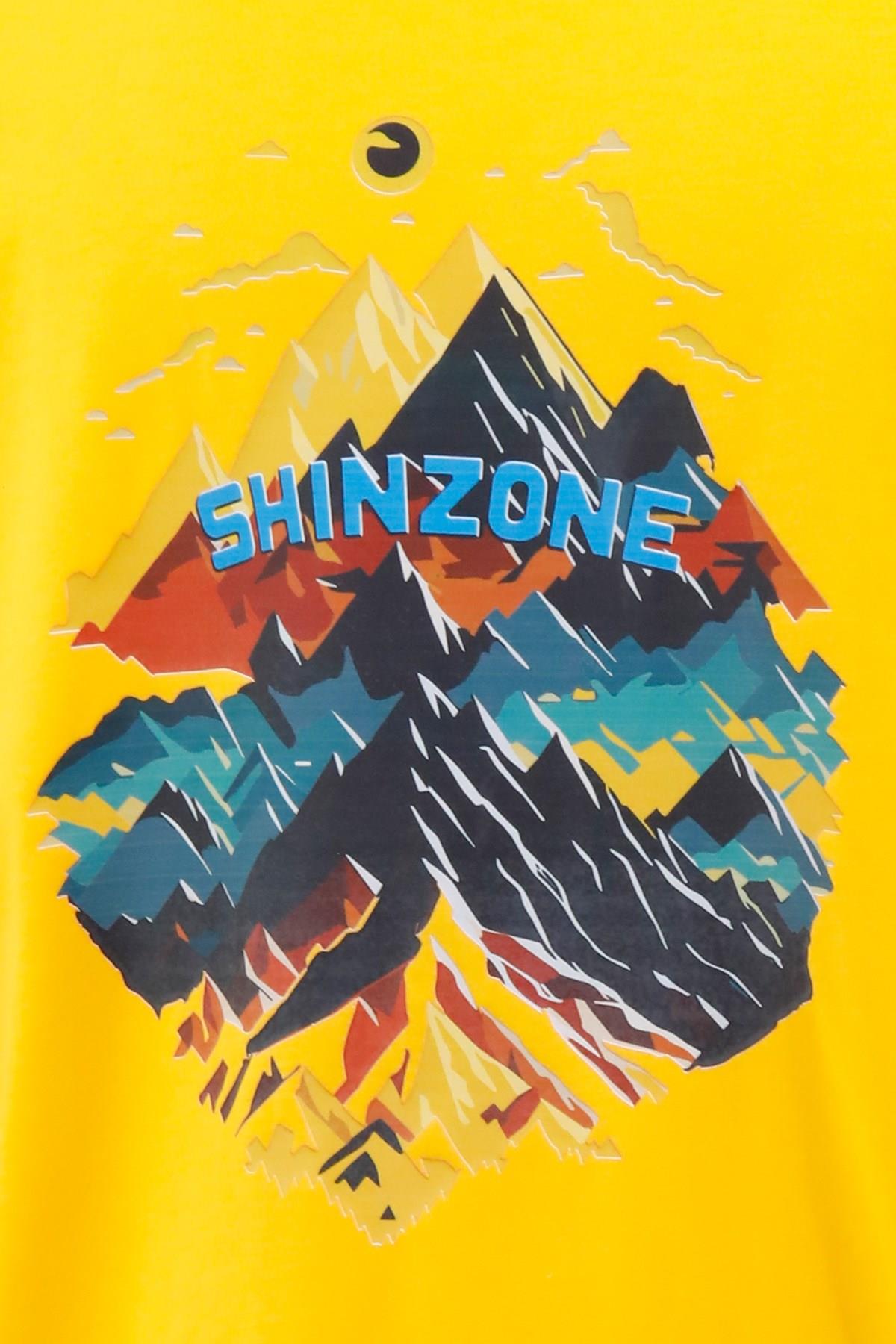 T-ShirtShinzoneErkek Bisiklet Yaka Mevsimlik Göğüs Baskılı Standart Fit Sarı T-Shirt