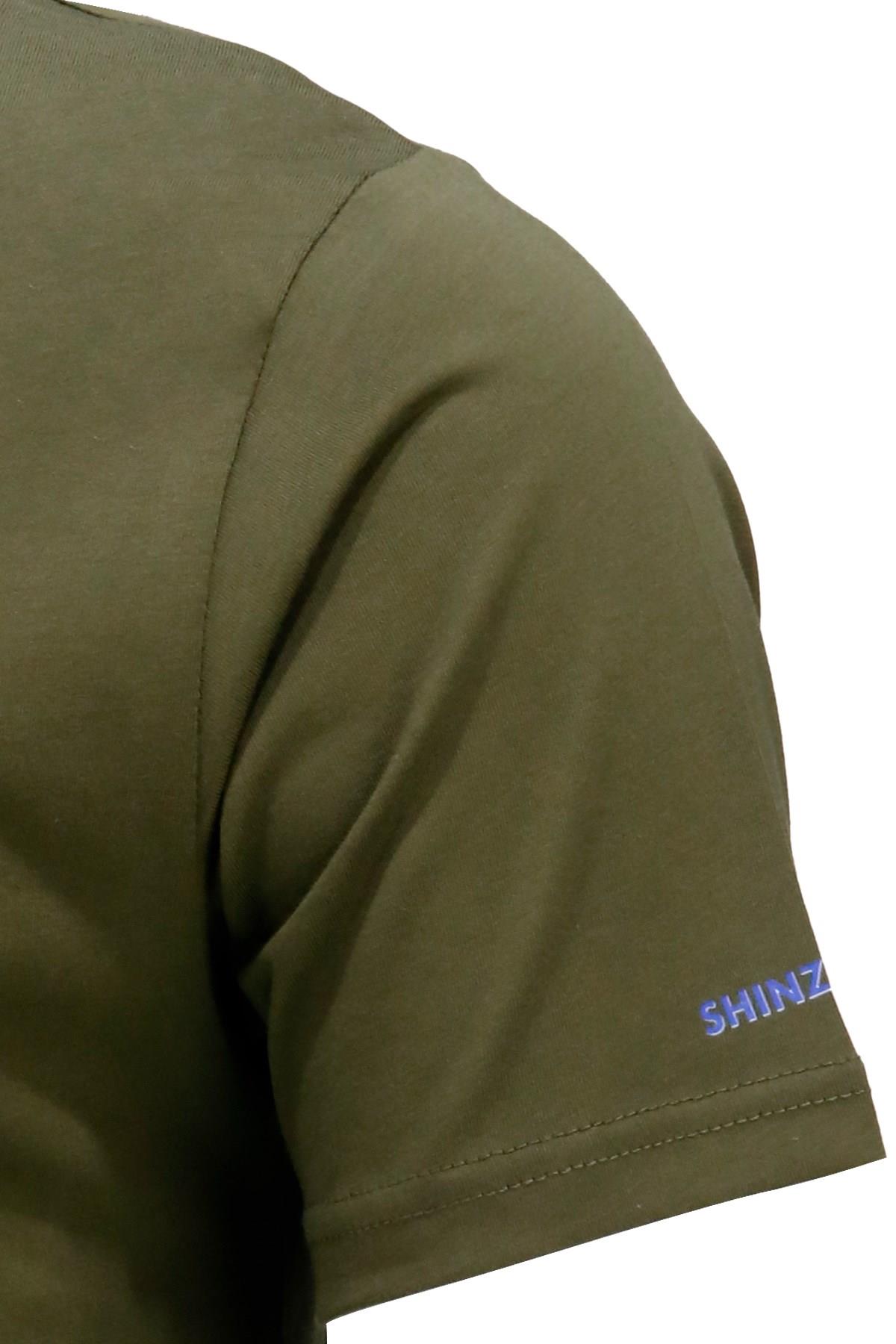 T-ShirtShinzoneErkek Bisiklet Yaka Mevsimlik Göğüs Baskılı Standart Fit Haki T-Shirt