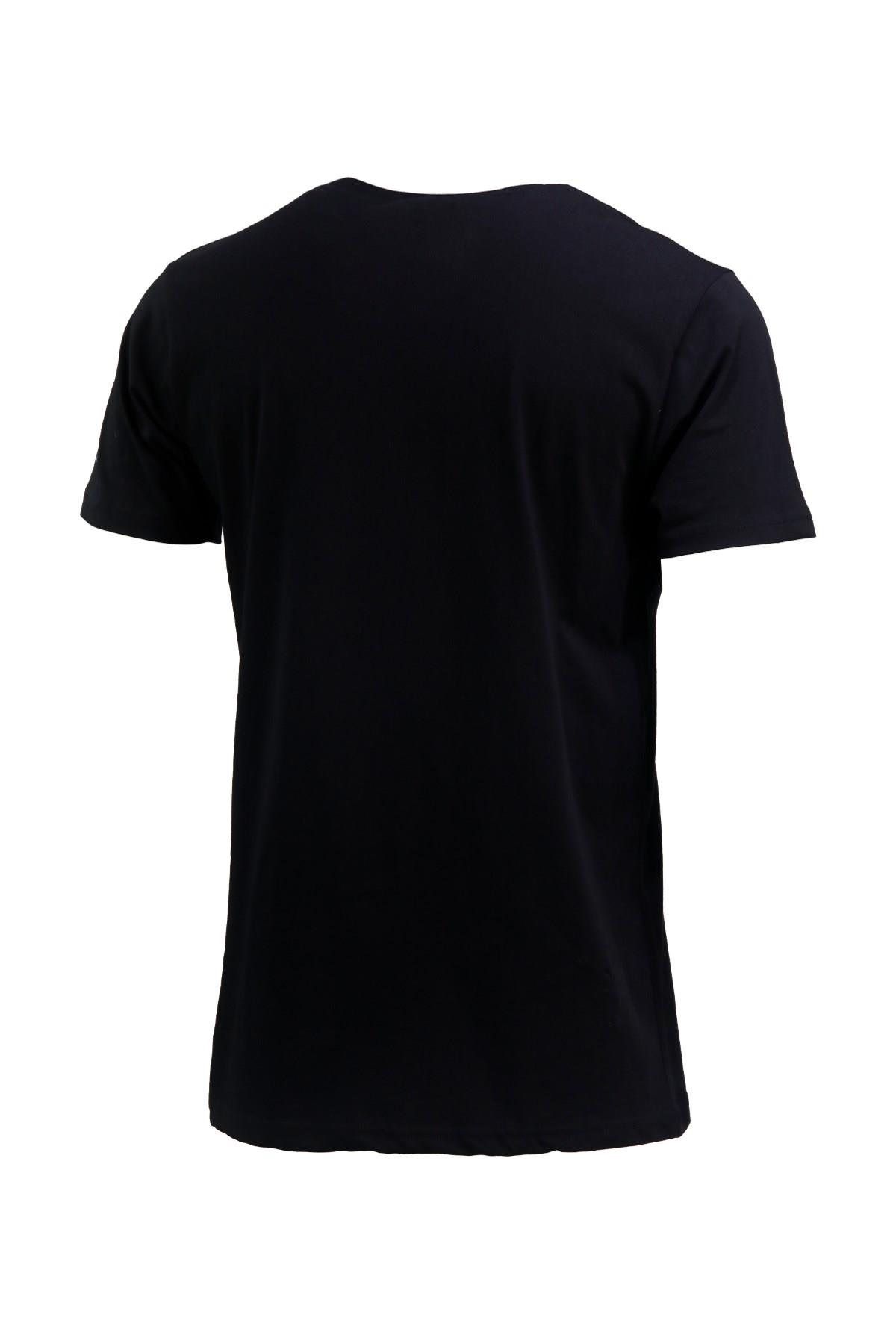 T-ShirtShinzoneErkek Bisiklet Yaka Mevsimlik Göğüs Baskılı Standart Fit Siyah T-Shirt