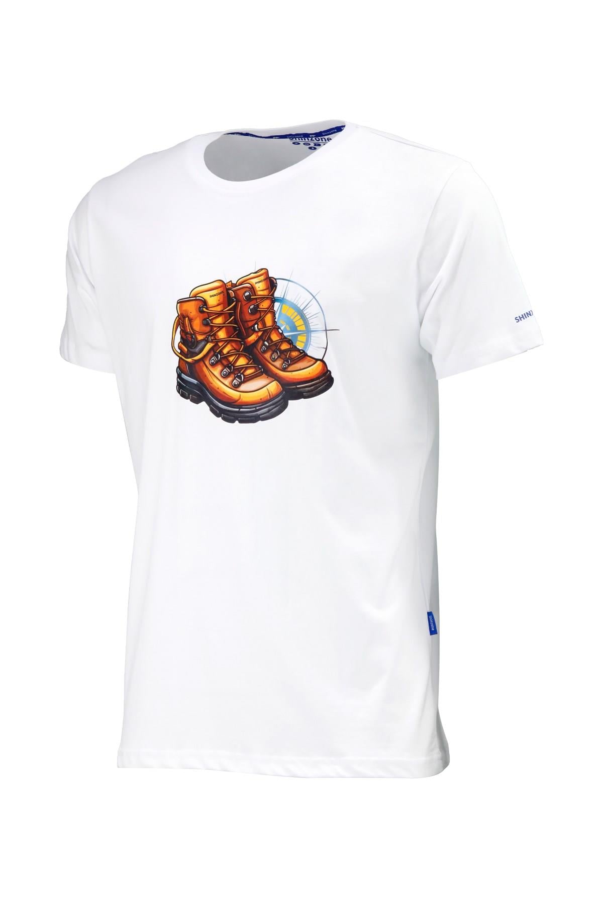 T-ShirtShinzoneErkek Bisiklet Yaka Standart Fit Bot Göğüs Baskılı Beyaz T-Shirt