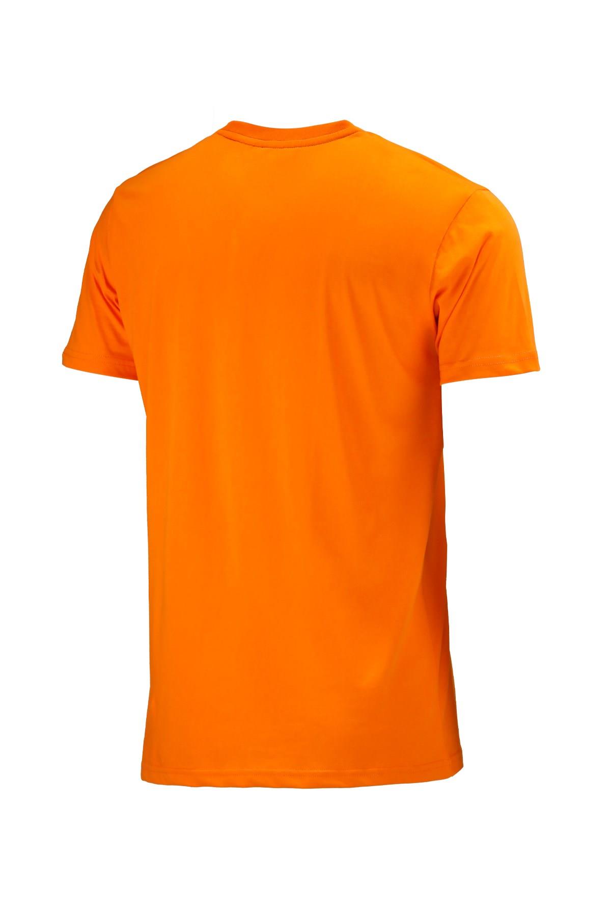 T-ShirtShinzoneErkek Bisiklet Yaka Standart Fit Bot Göğüs Baskılı Turuncu T-Shirt