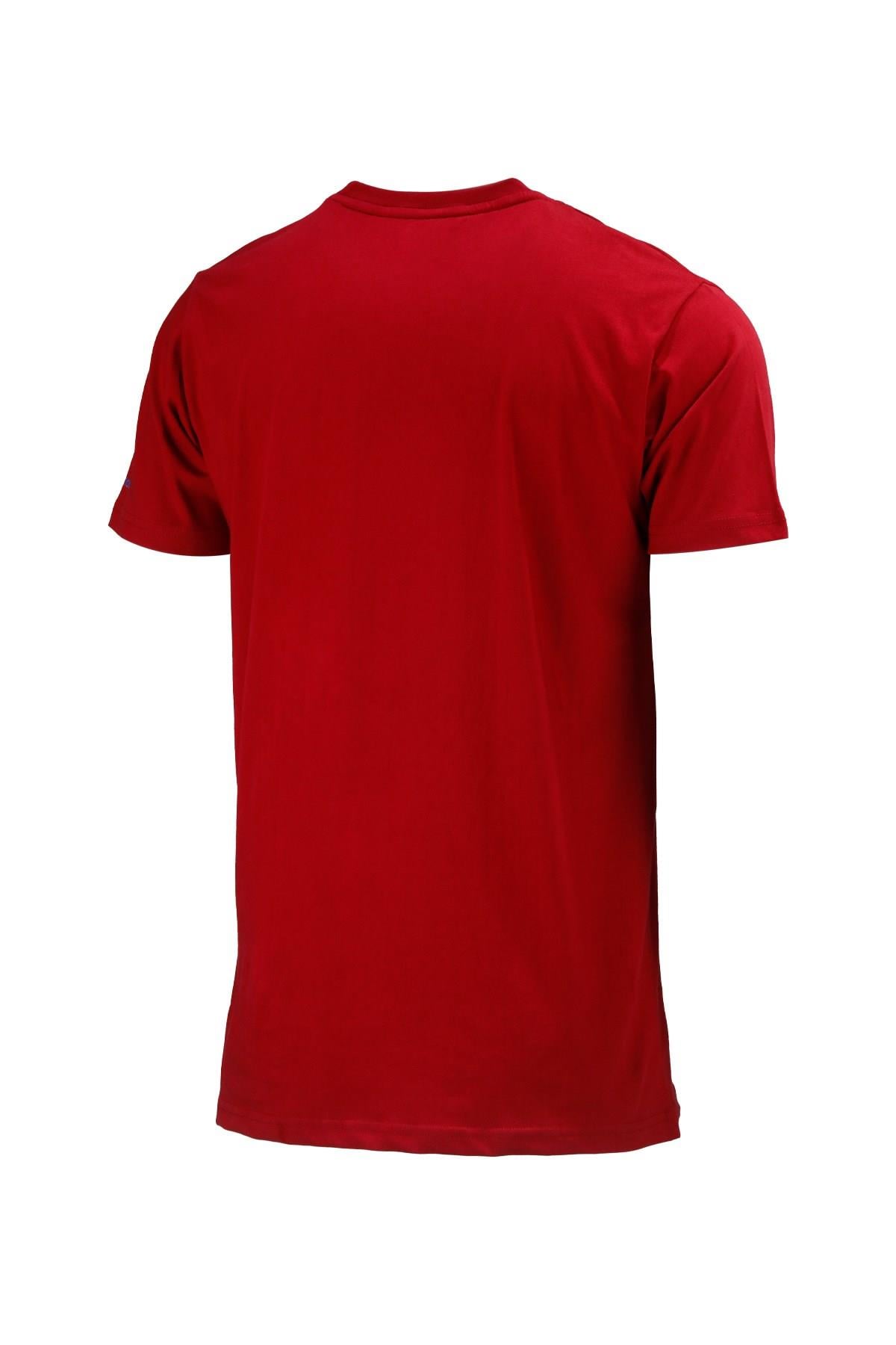 T-ShirtShinzoneErkek Bisiklet Yaka Standart Fit Bot Göğüs Baskılı Bordo T-Shirt