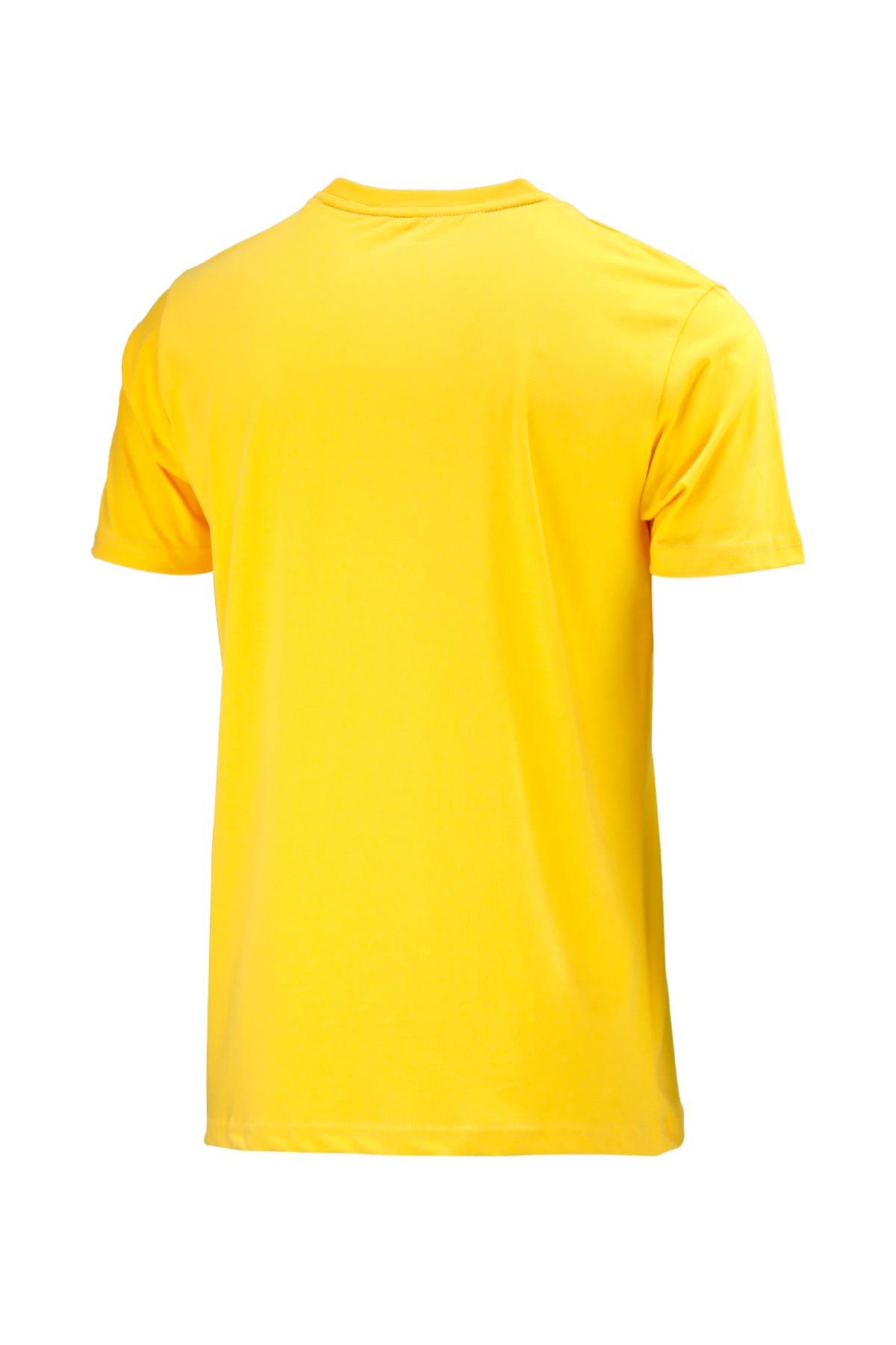 T-ShirtShinzoneErkek Bisiklet Yaka Standart Fit Bot Göğüs Baskılı Sarı T-Shirt