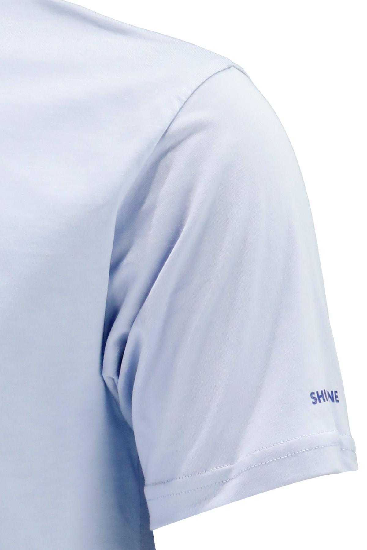 T-ShirtShinzoneErkek Bisiklet Yaka Standart Fit Bot Göğüs Baskılı Mavi T-Shirt