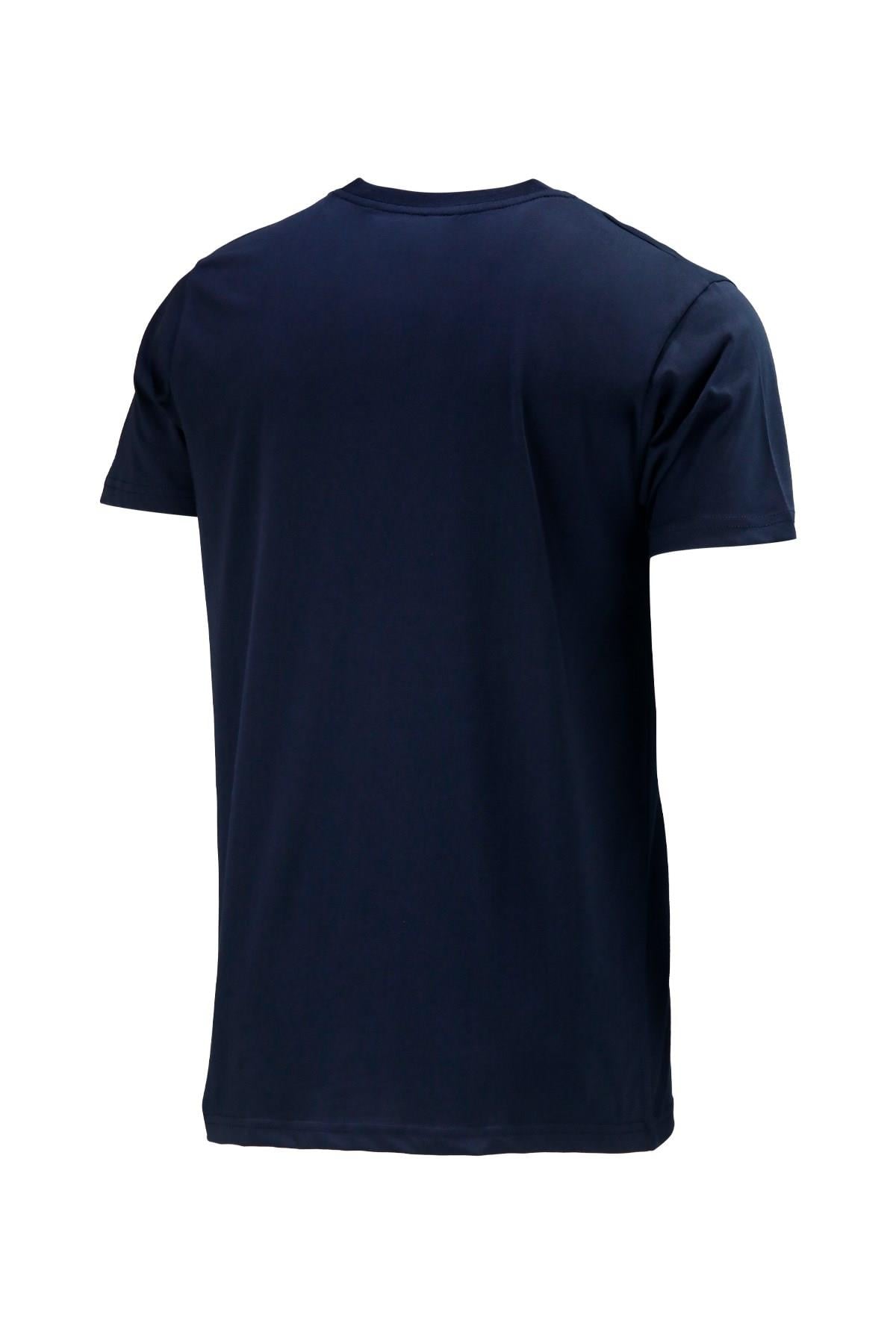 T-ShirtShinzoneErkek Bisiklet Yaka Standart Fit Bot Göğüs Baskılı Lacivert T-Shirt