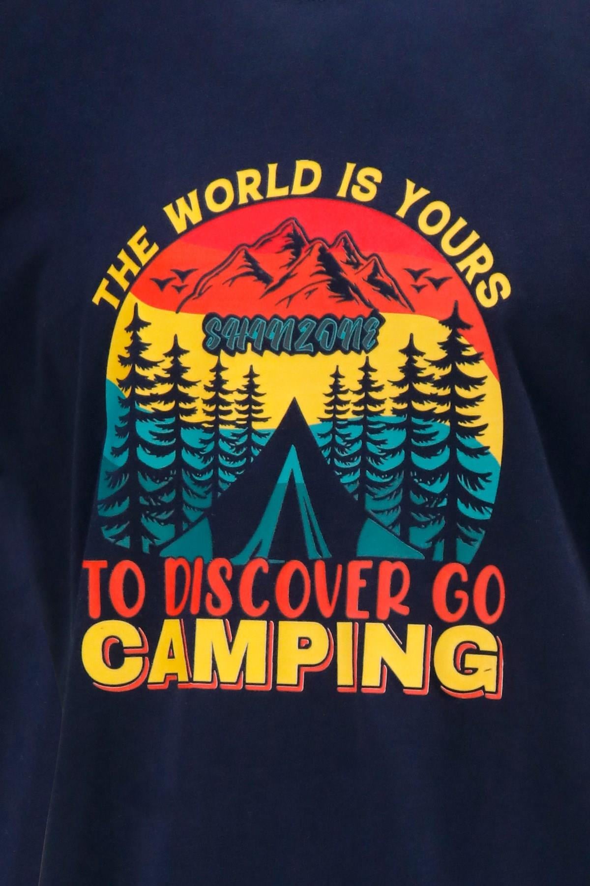 T-ShirtShinzoneErkek Bisiklet Yaka Standart Fit Discovery Göğüs Baskılı Lacivert T-Shirt