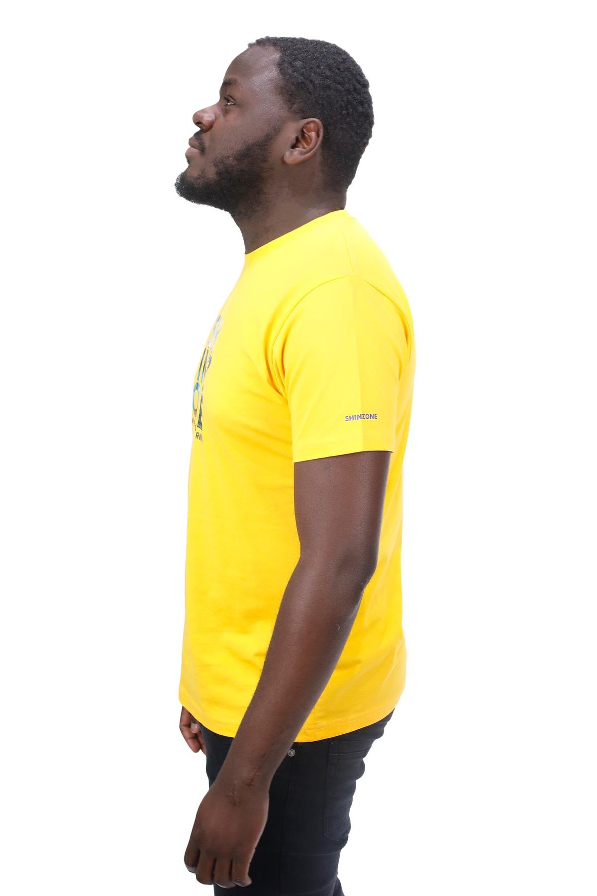 T-ShirtShinzoneErkek Bisiklet Yaka Standart Fit Göğüs Baskılı Sarı T-Shirt