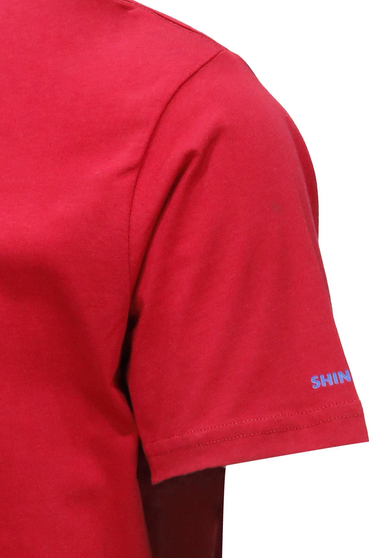 T-ShirtShinzoneErkek Bisiklet Yaka Standart Fit Göğüs Baskılı Bordo T-Shirt