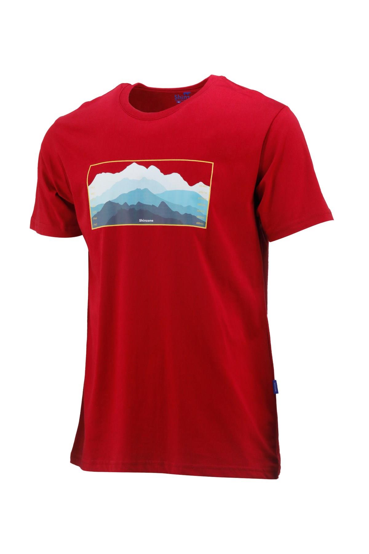 T-ShirtShinzoneErkek Bisiklet Yaka Standart Fit Göğüs Baskılı Bordo T-Shirt