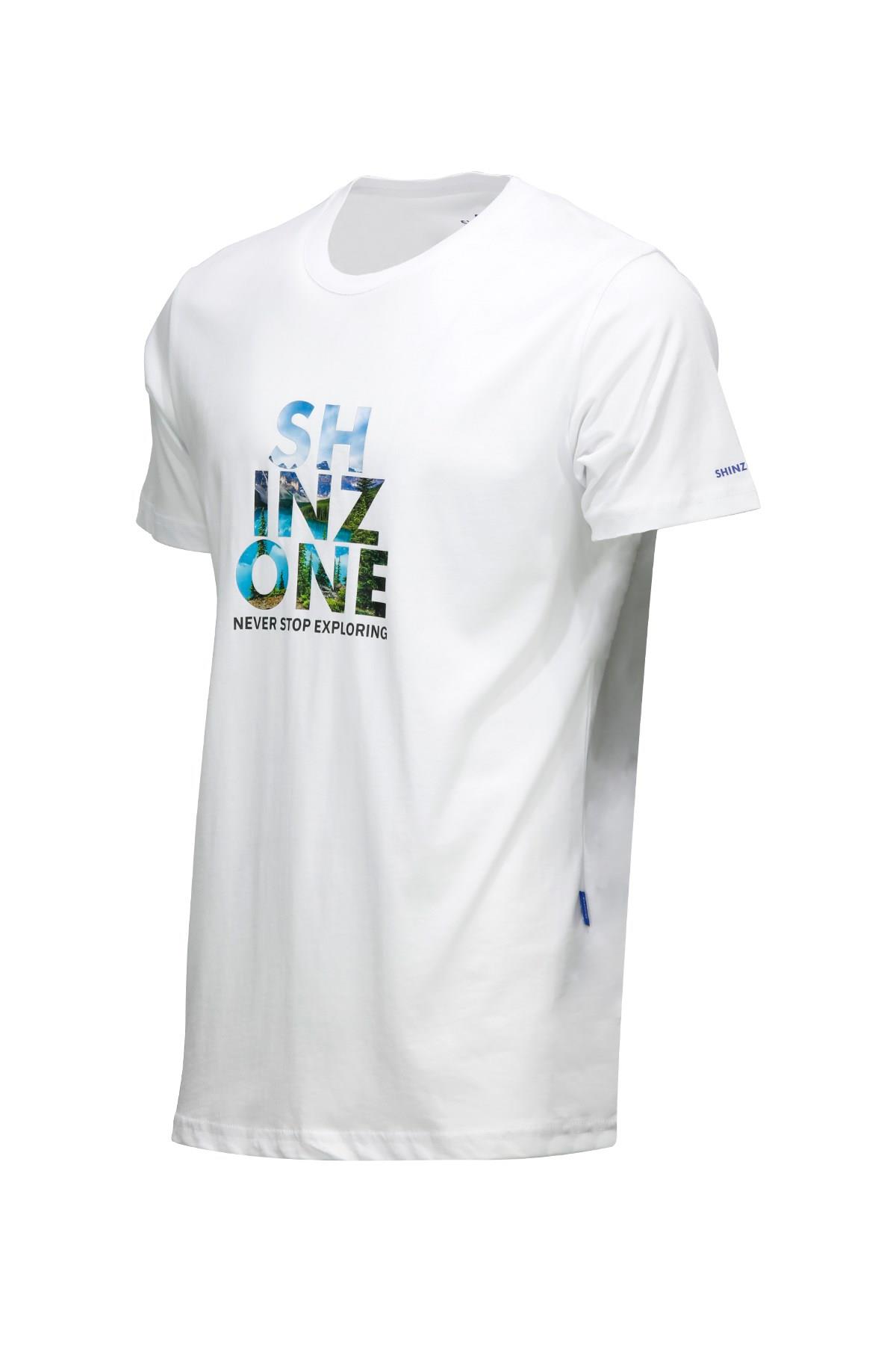 T-ShirtShinzoneErkek Bisiklet Yaka Standart Fit Göğüs Baskılı Beyaz T-Shirt