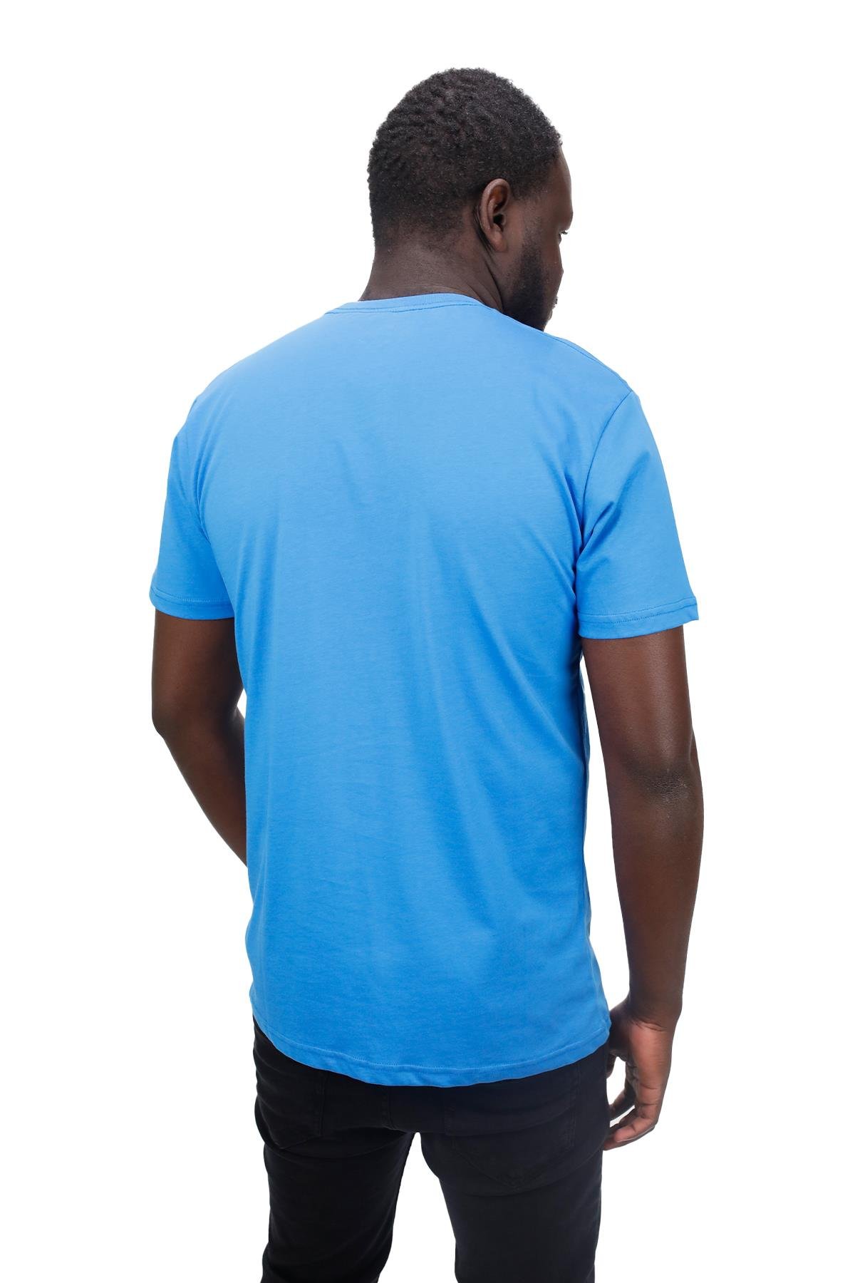 T-ShirtShinzoneErkek Bisiklet Yaka Standart Fit Göğüs Baskılı İndigo T-Shirt