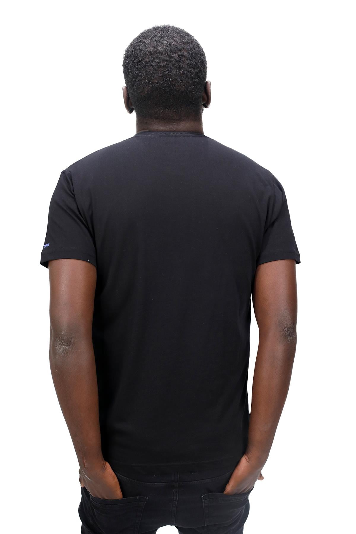 T-ShirtShinzoneErkek Bisiklet Yaka Standart Fit Göğüs Baskılı Siyah T-Shirt