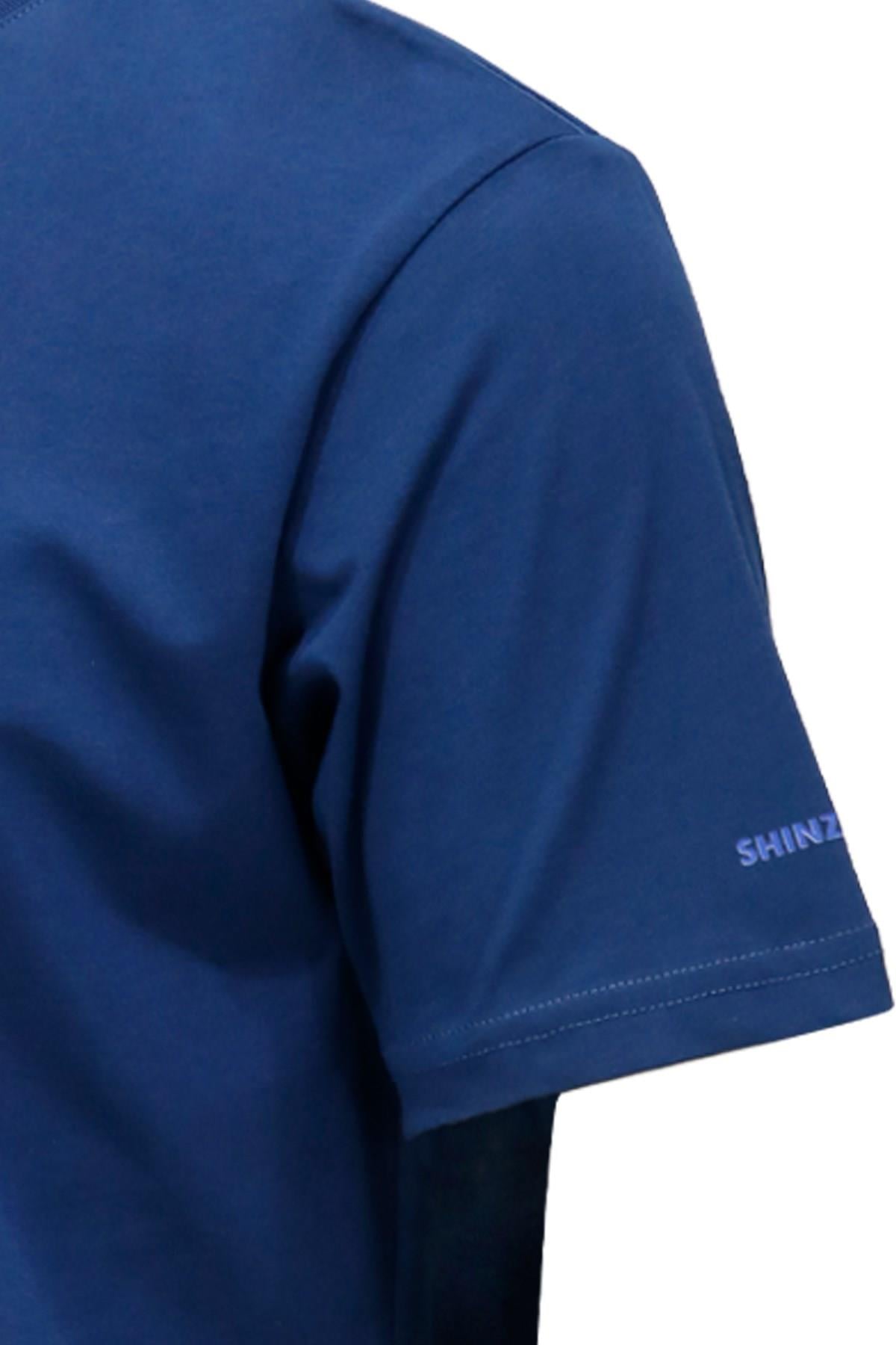 T-ShirtShinzoneErkek Bisiklet Yaka Standart Fit Göğüs Baskılı Koyu mavi T-Shirt