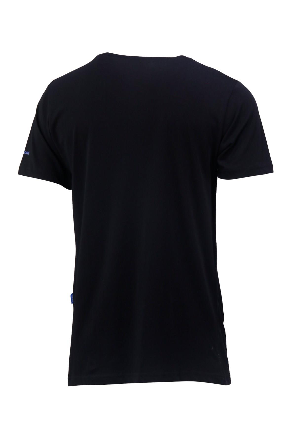 T-ShirtShinzoneErkek Bisiklet Yaka Standart Fit Göğüs Baskılı Siyah T-Shirt