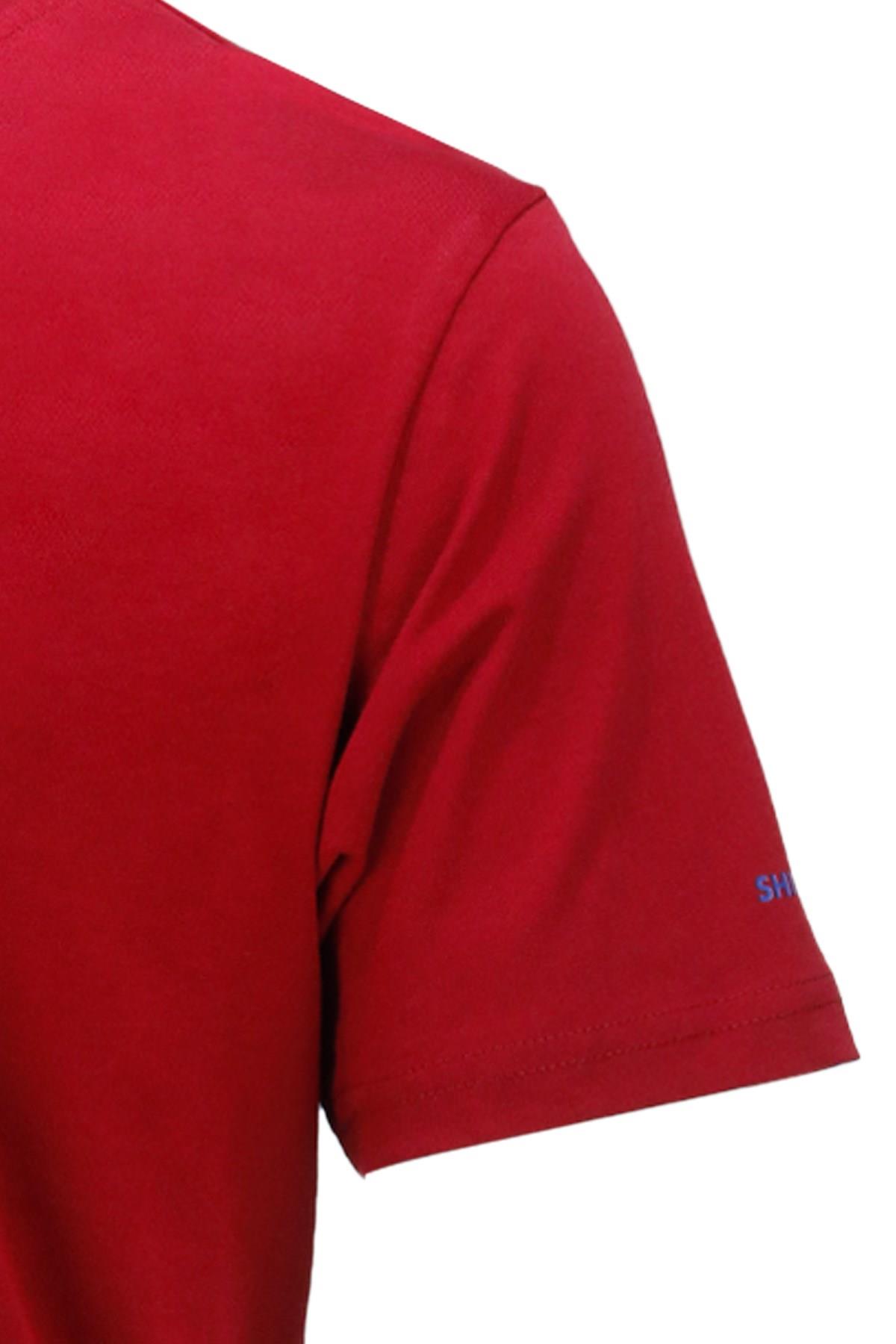 T-ShirtShinzoneErkek Bisiklet Yaka Standart Fit Göğüs Baskılı Bordo T-Shirt