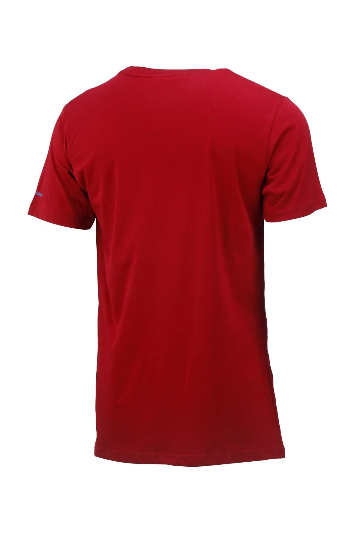 T-ShirtShinzoneErkek Bisiklet Yaka Standart Fit Göğüs Baskılı Bordo T-Shirt