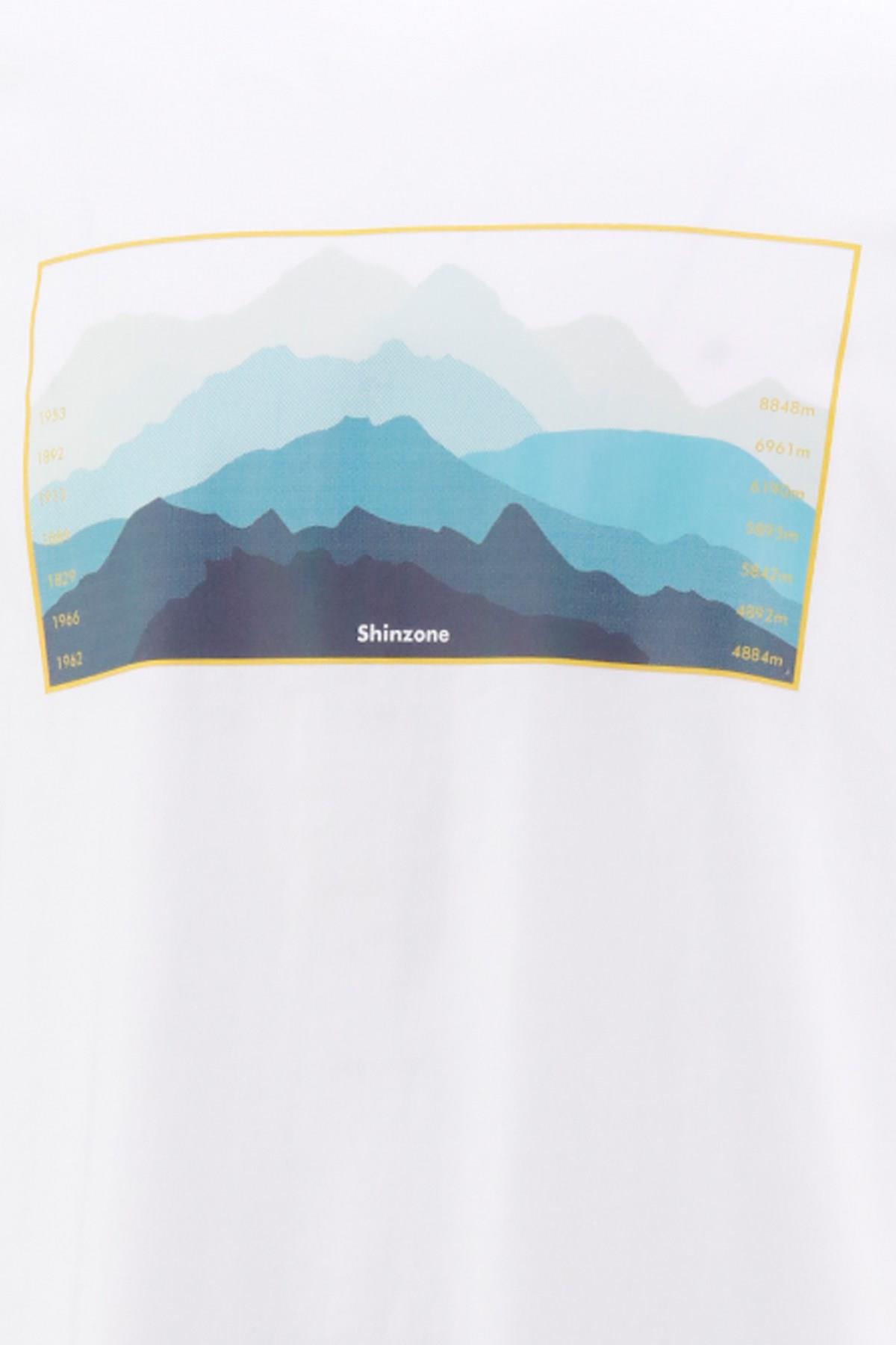 T-ShirtShinzoneErkek Bisiklet Yaka Standart Fit Göğüs Baskılı Beyaz T-Shirt